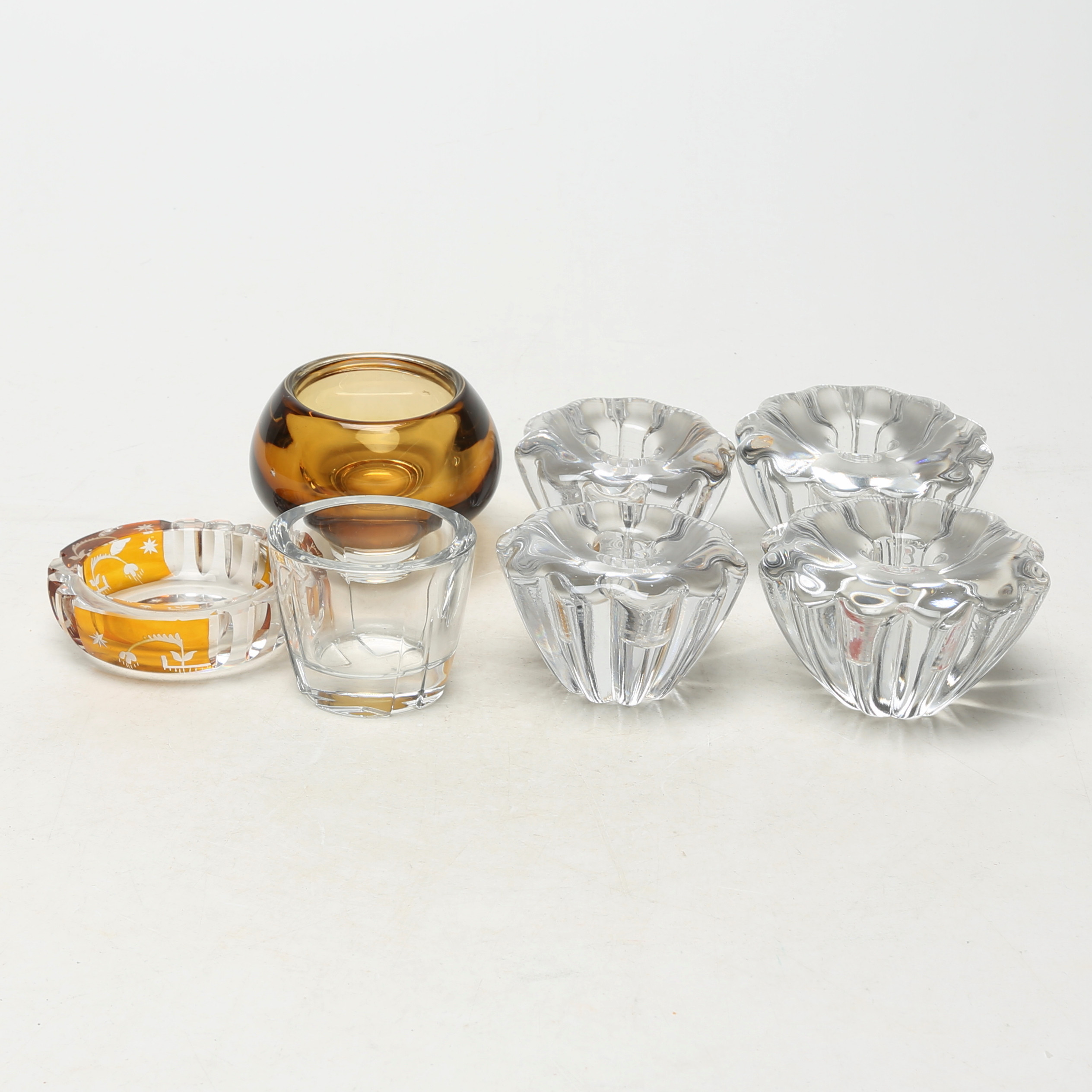 GLASFÖREMÅL 7 st, Orrefors, Kosta Morales, Åfors.