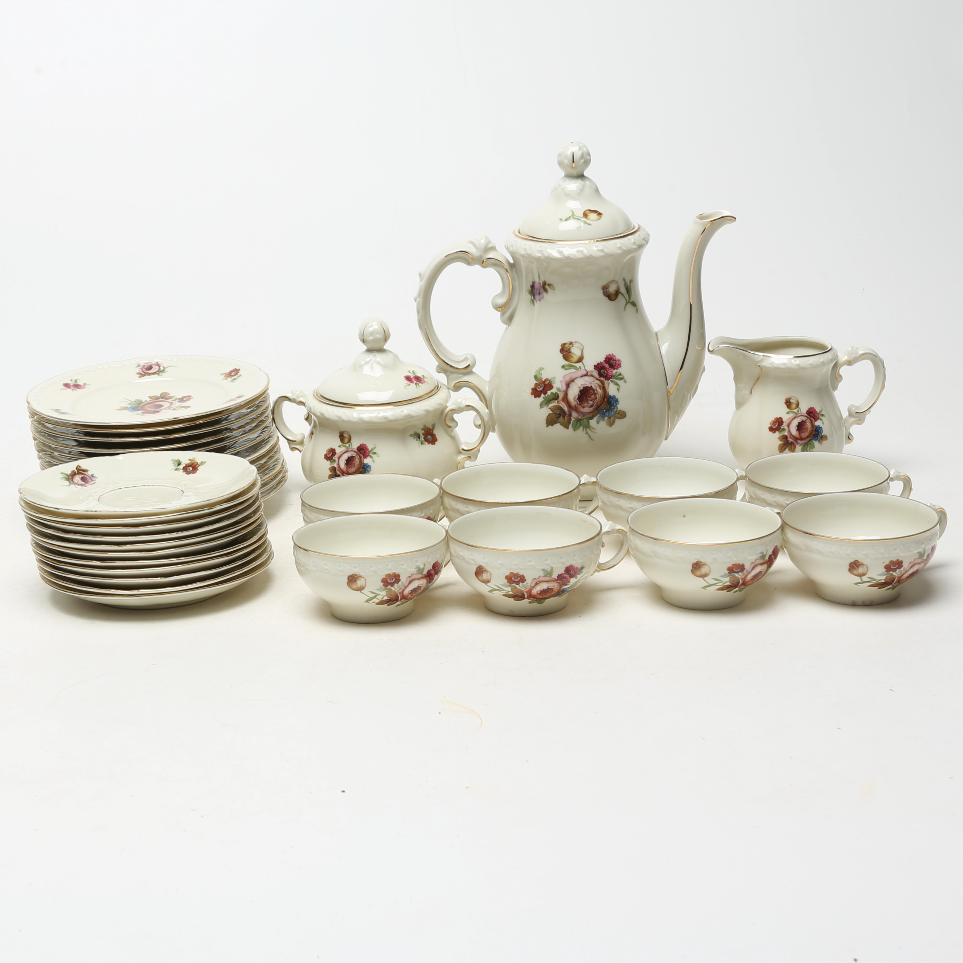 KAFFESERVIS, delar, porslin, Tjeckoslovakien.