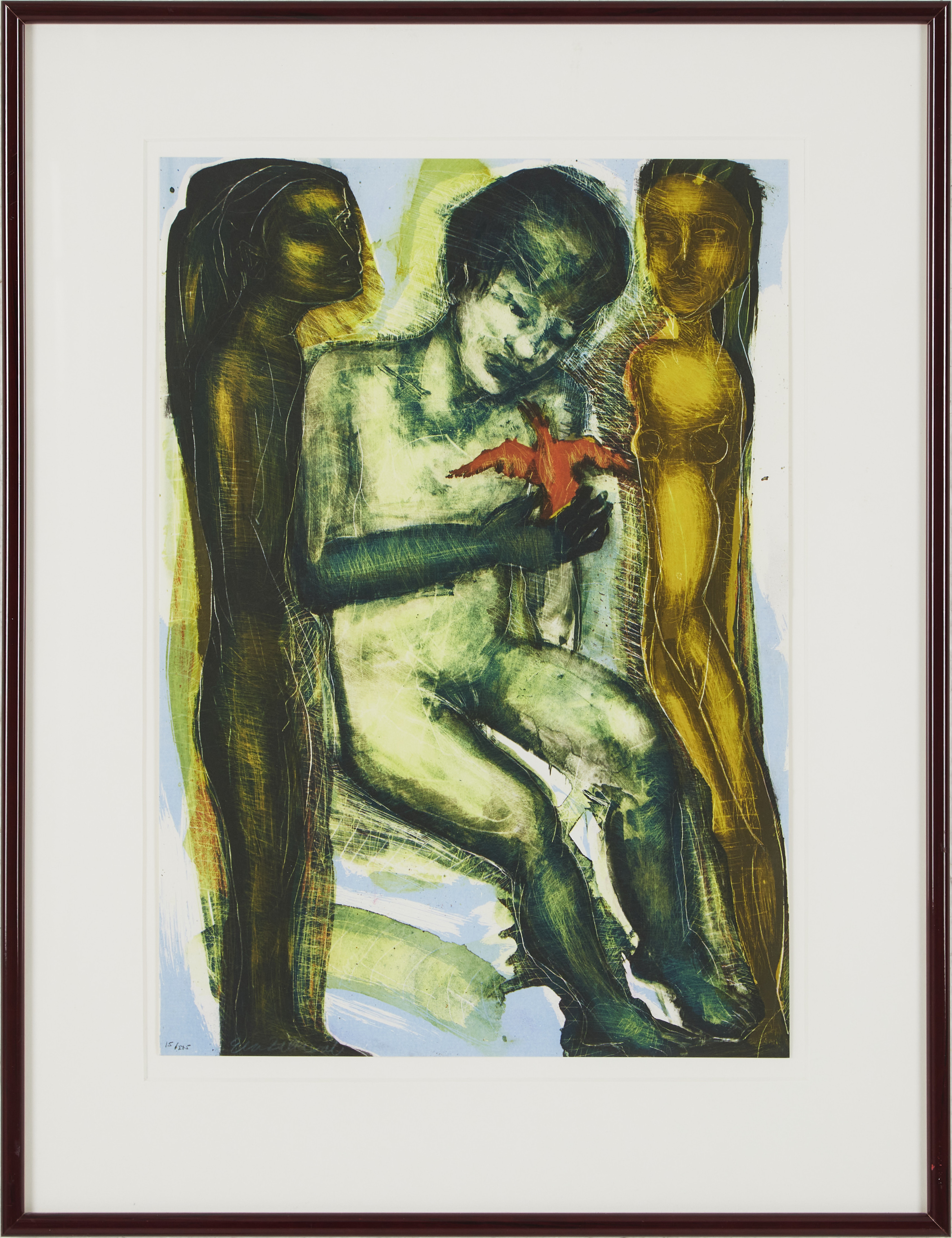 EVA ZETTERVALL. (2): Figurkompositioner, färglitografier, signerade och numrerade 15/275.