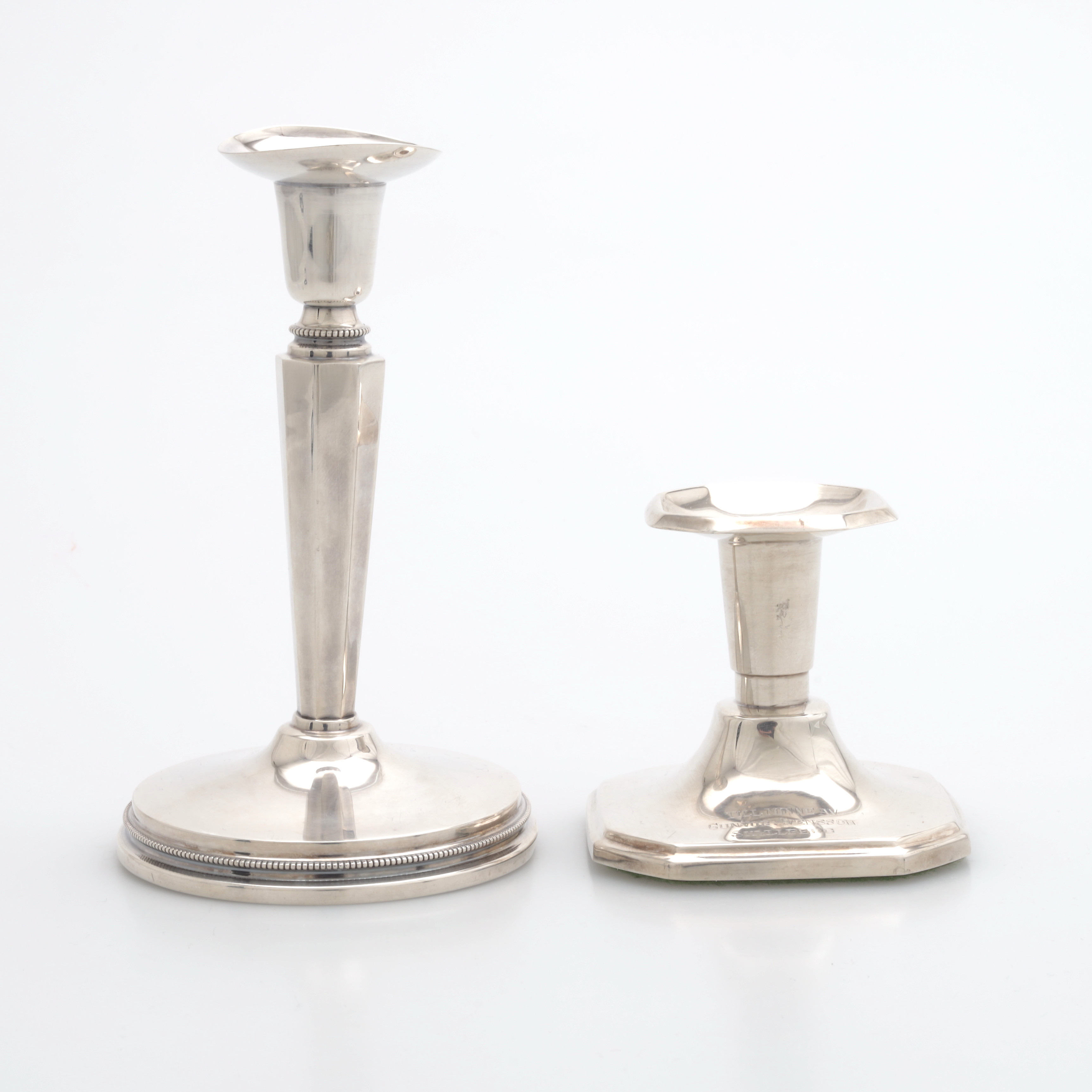 LJUSSTAKAR, 2 st, silver, total vikt med fyllning 349 gram.