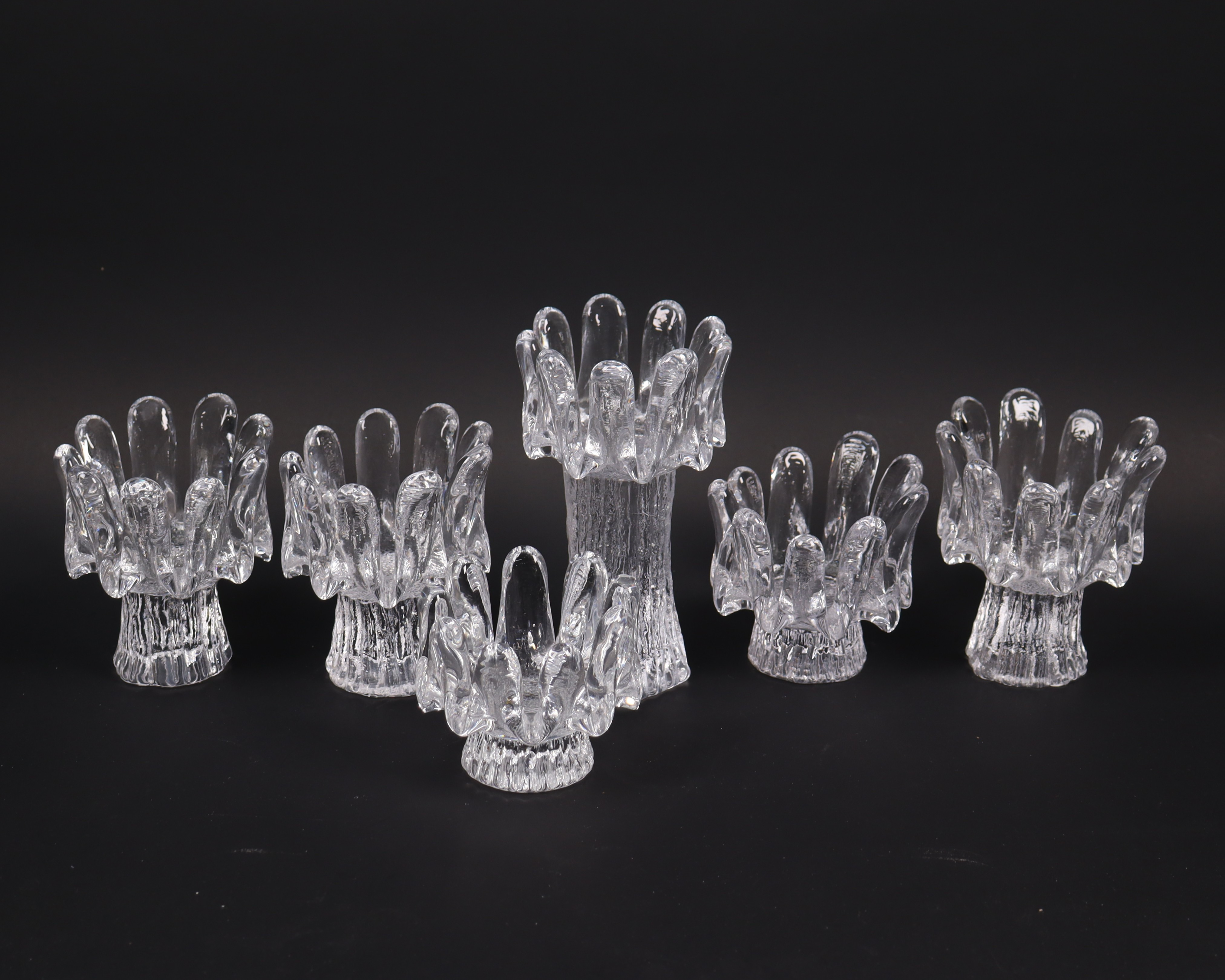 GÖRAN WÄRFF. "Sunflower", Kosta Boda, ljuslyktor i glas, 6 st.