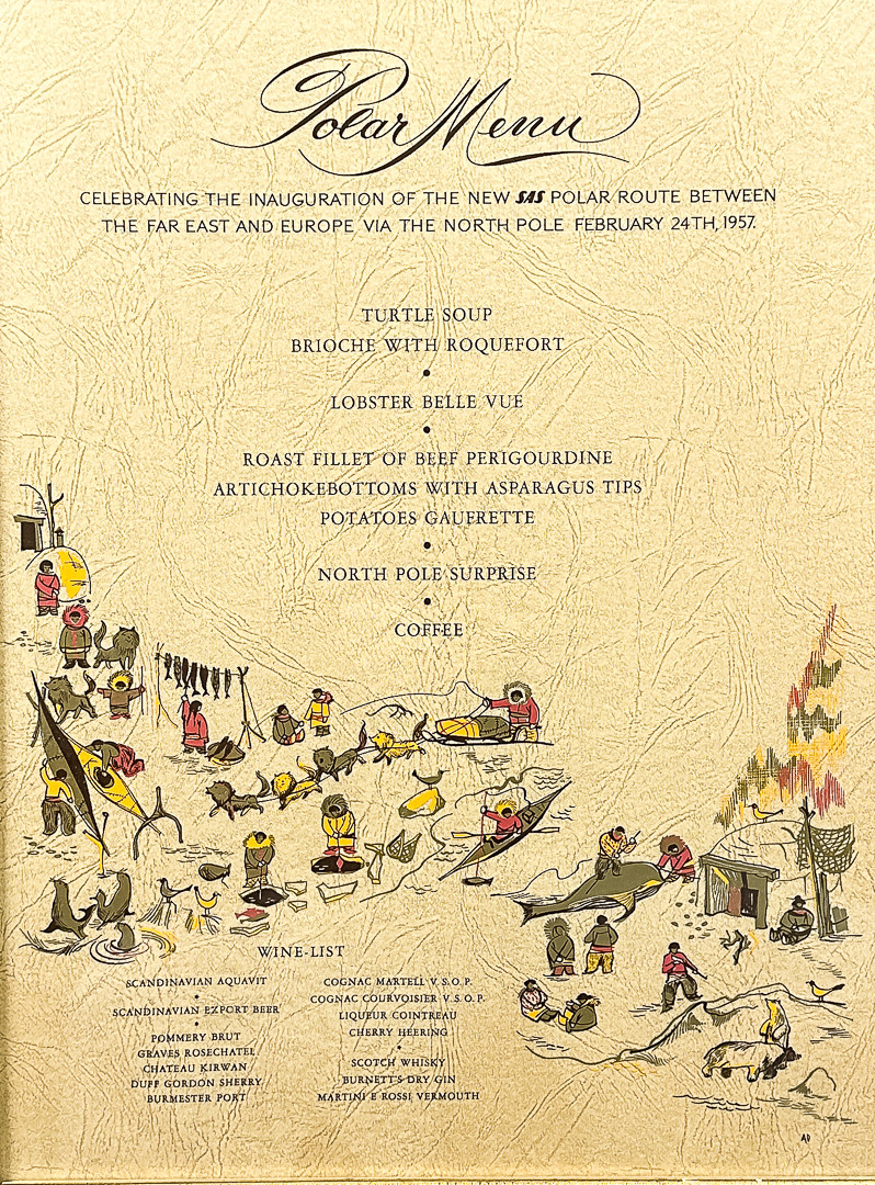 LITOGRAFISKT TRYCK, "Polar Menu", meny för SAS, 1957.