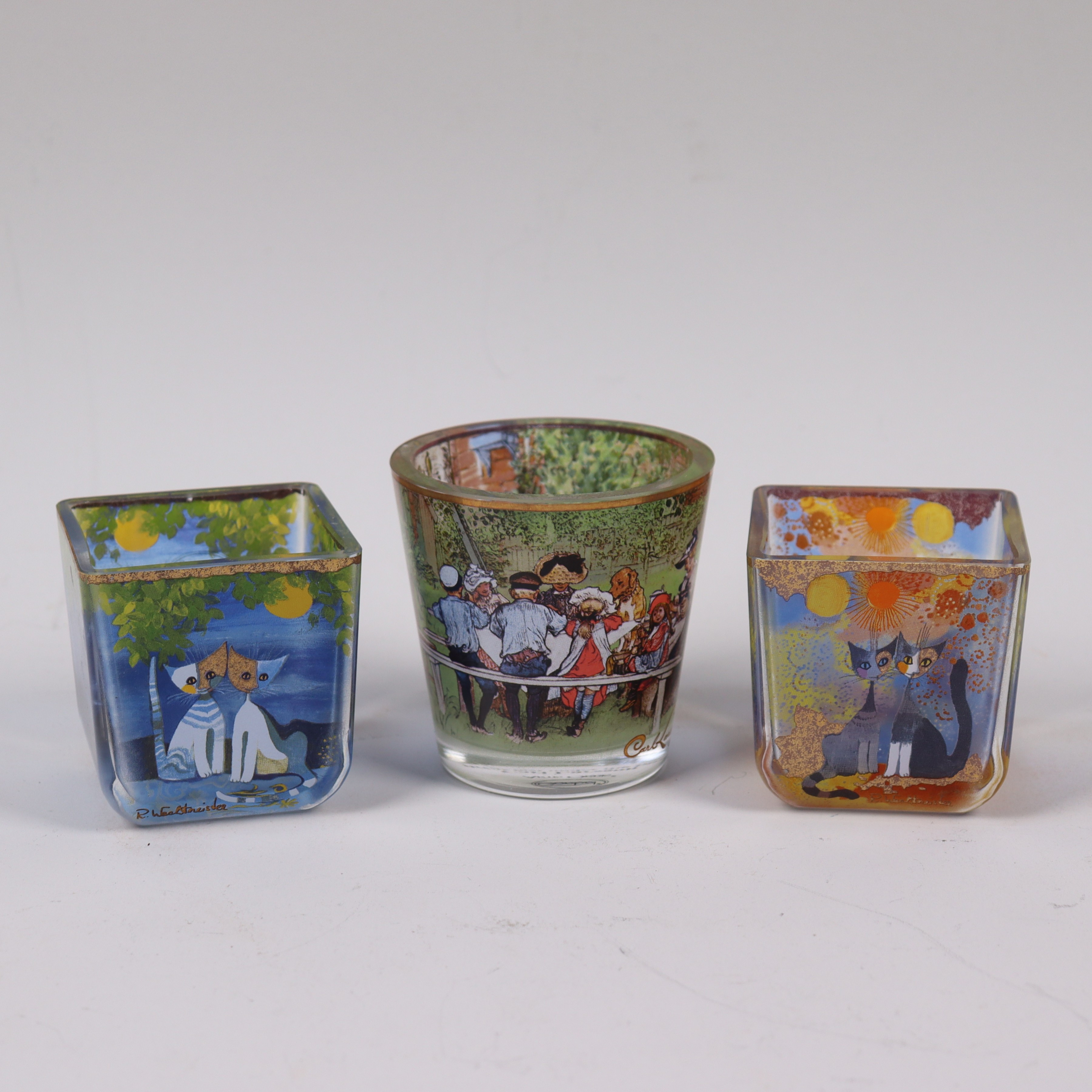 LJUSLYKTOR, Goebel, dekor efter Carl Larsson och Rosina Wahtmeister, 3 st.