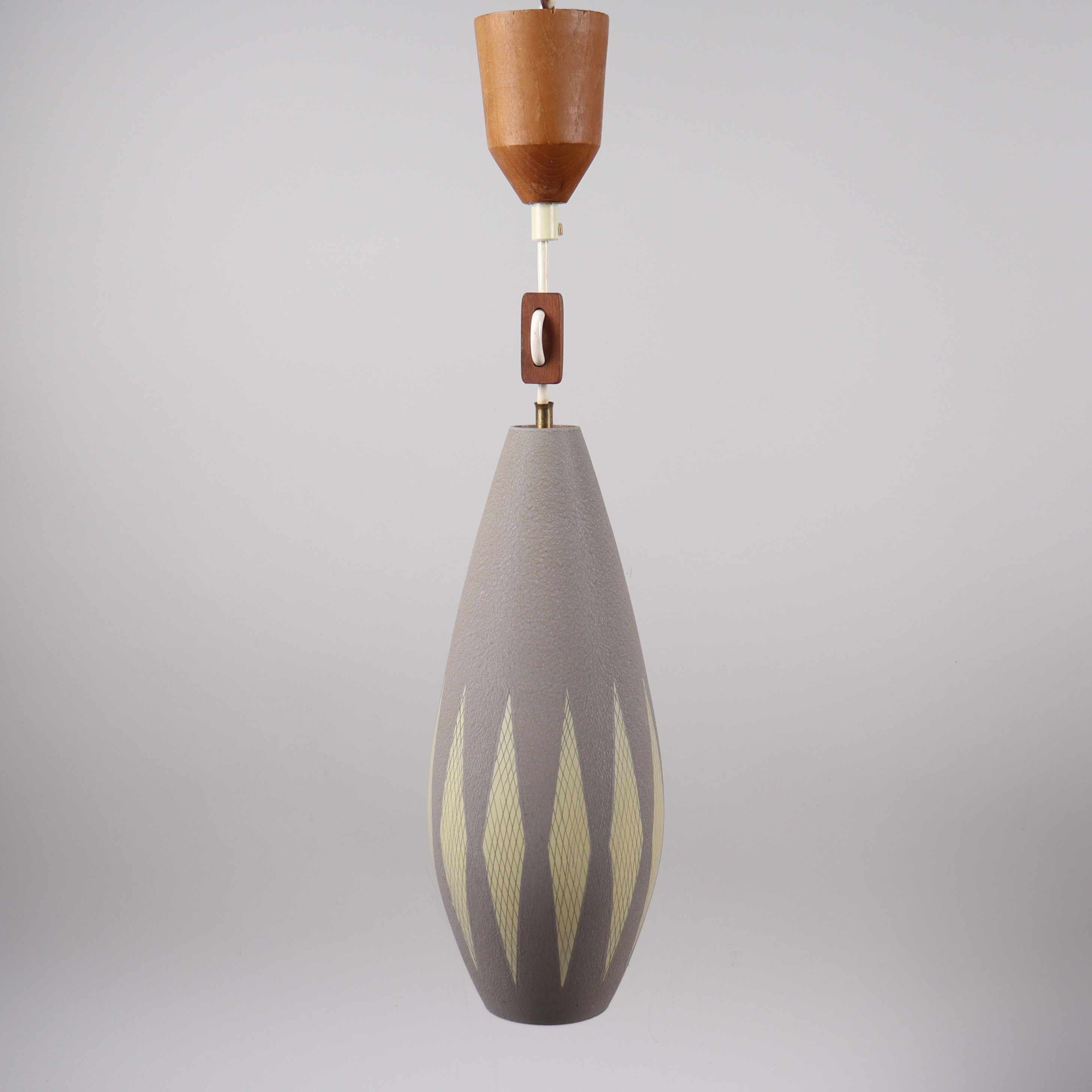 TAKLAMPA, teak och glas, 1950/60-tal.
