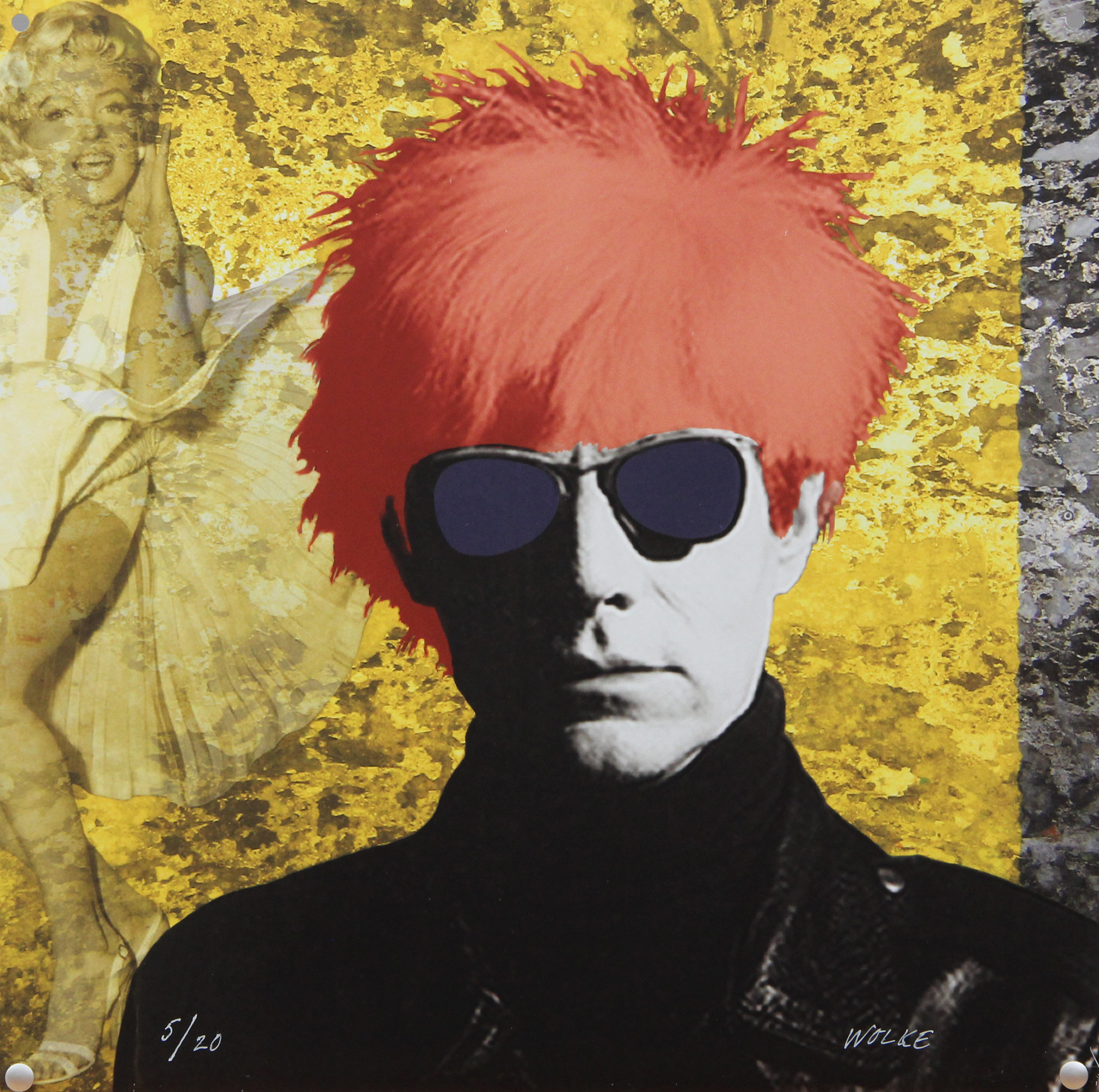 ANDERS WOLKE. KONSTVERK, metall, Andy Warhol, signerad.