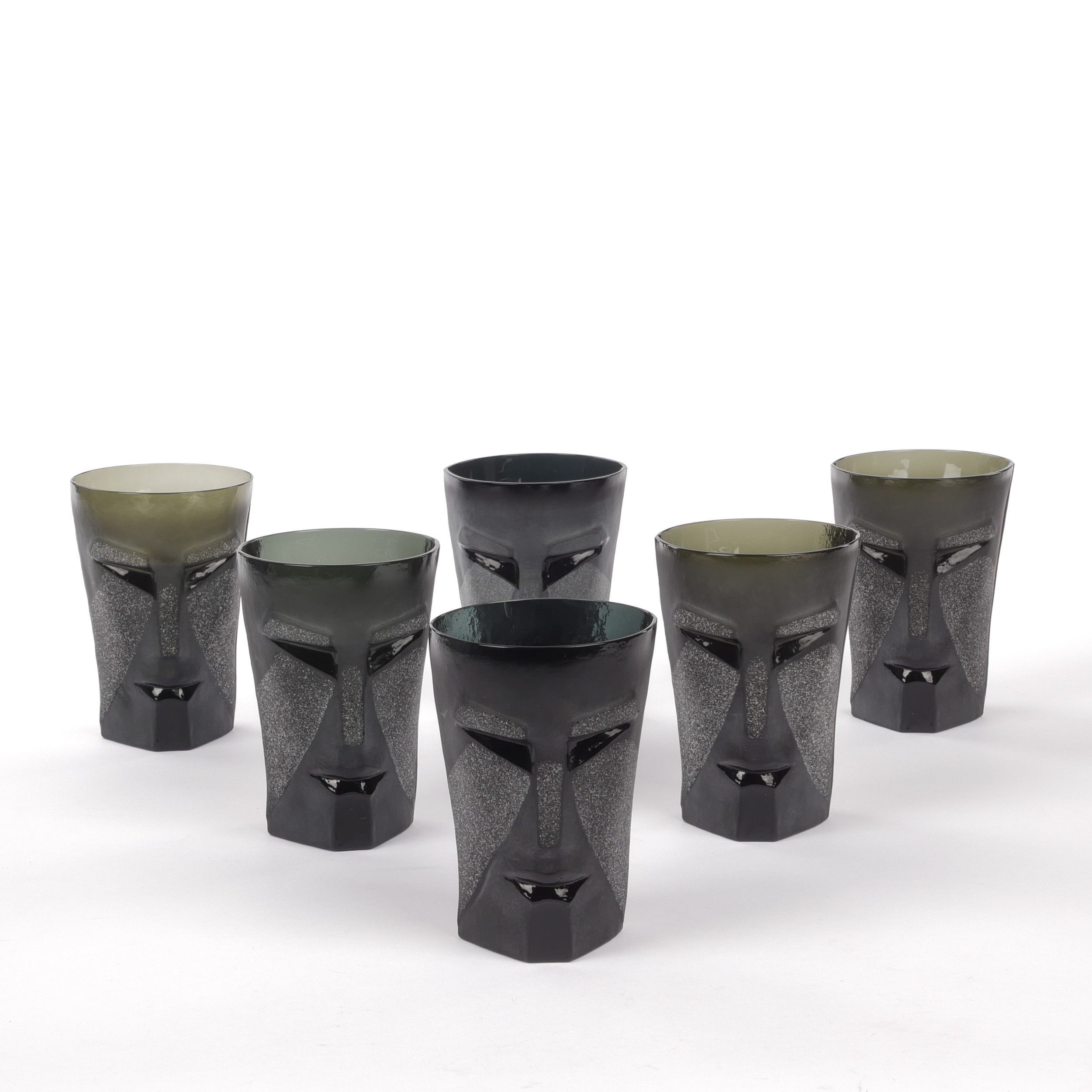 MATS JONASSON. Tumbler, 6 st, "Kubik", Målerås.