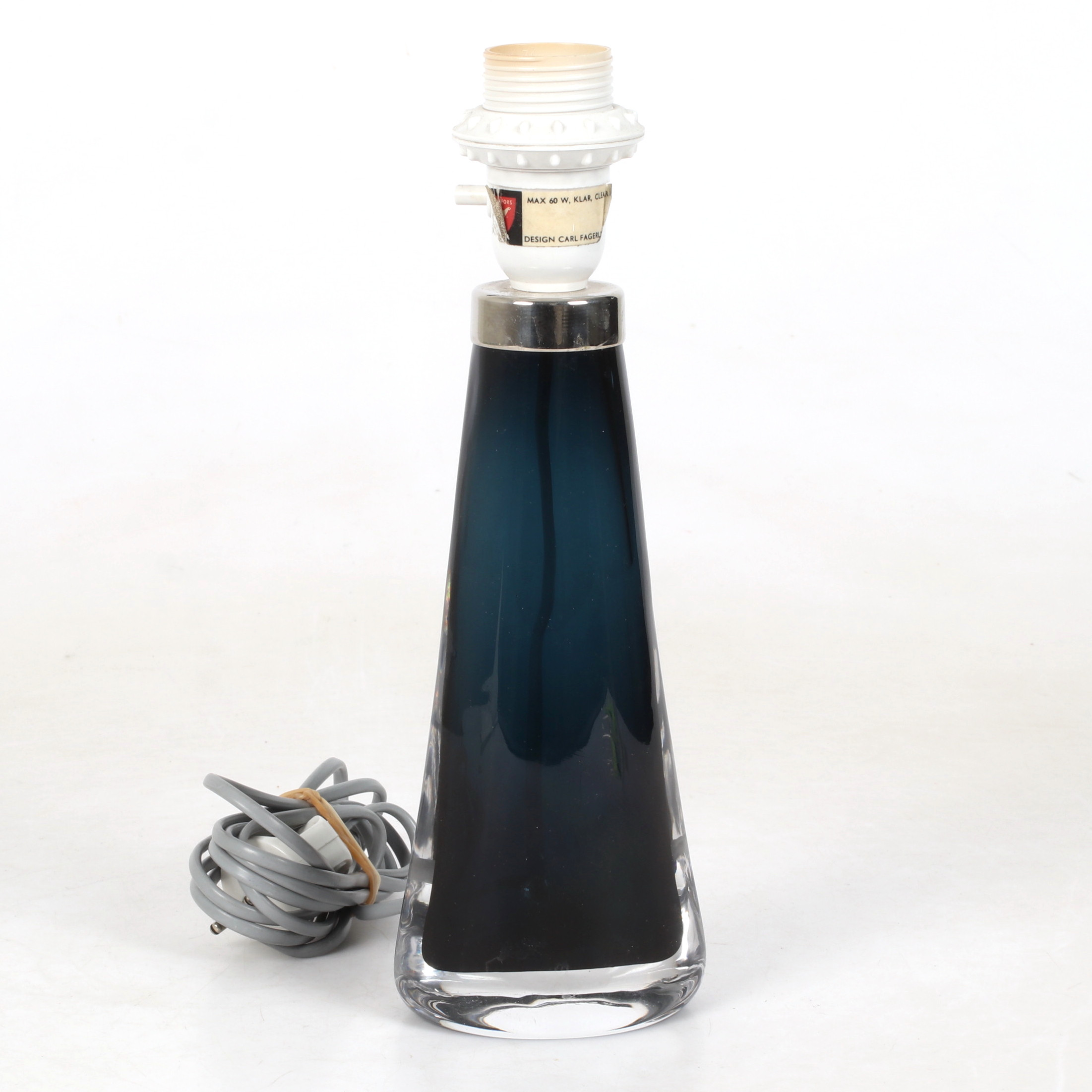 CARL FAGERLUND. Bordslampa, glas, "RD1566", signerad, Orrefors. 1960-tal.