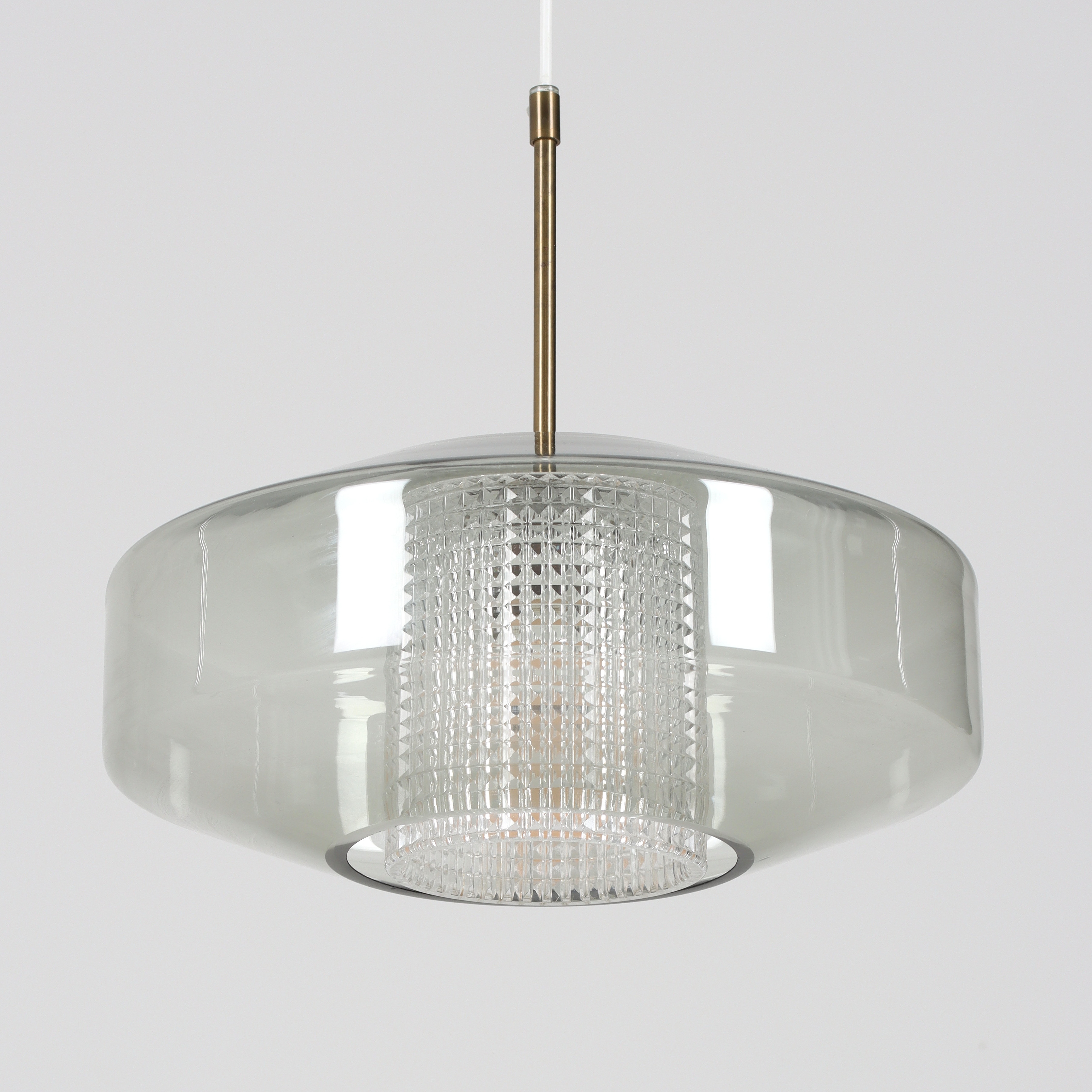 CARL FAGERLUND. Taklampa, glas, Orrefors. 1900-talets mitt.