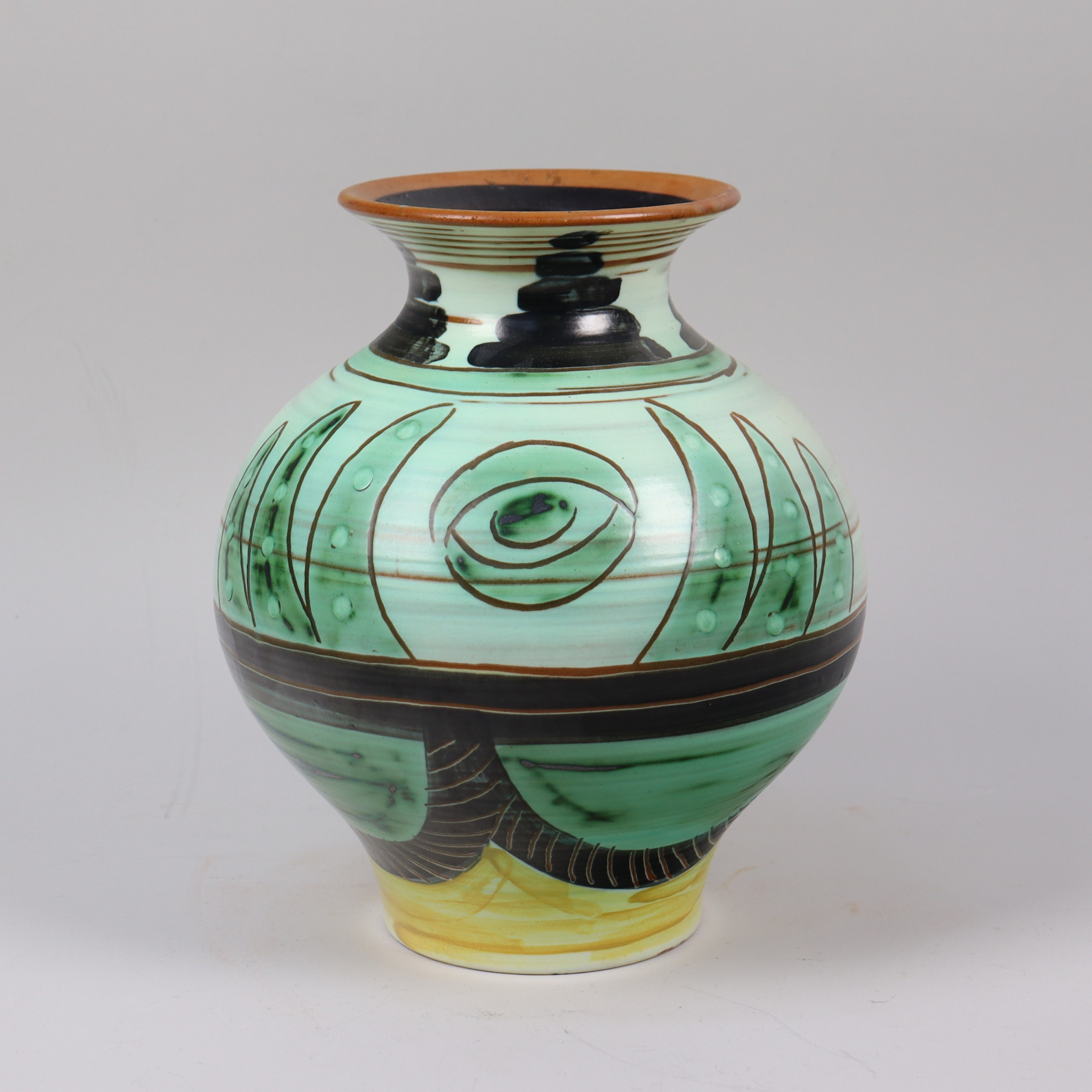 VAS / URNA, Upsala-Ekeby, bemålat lergods, 1920/30-tal.