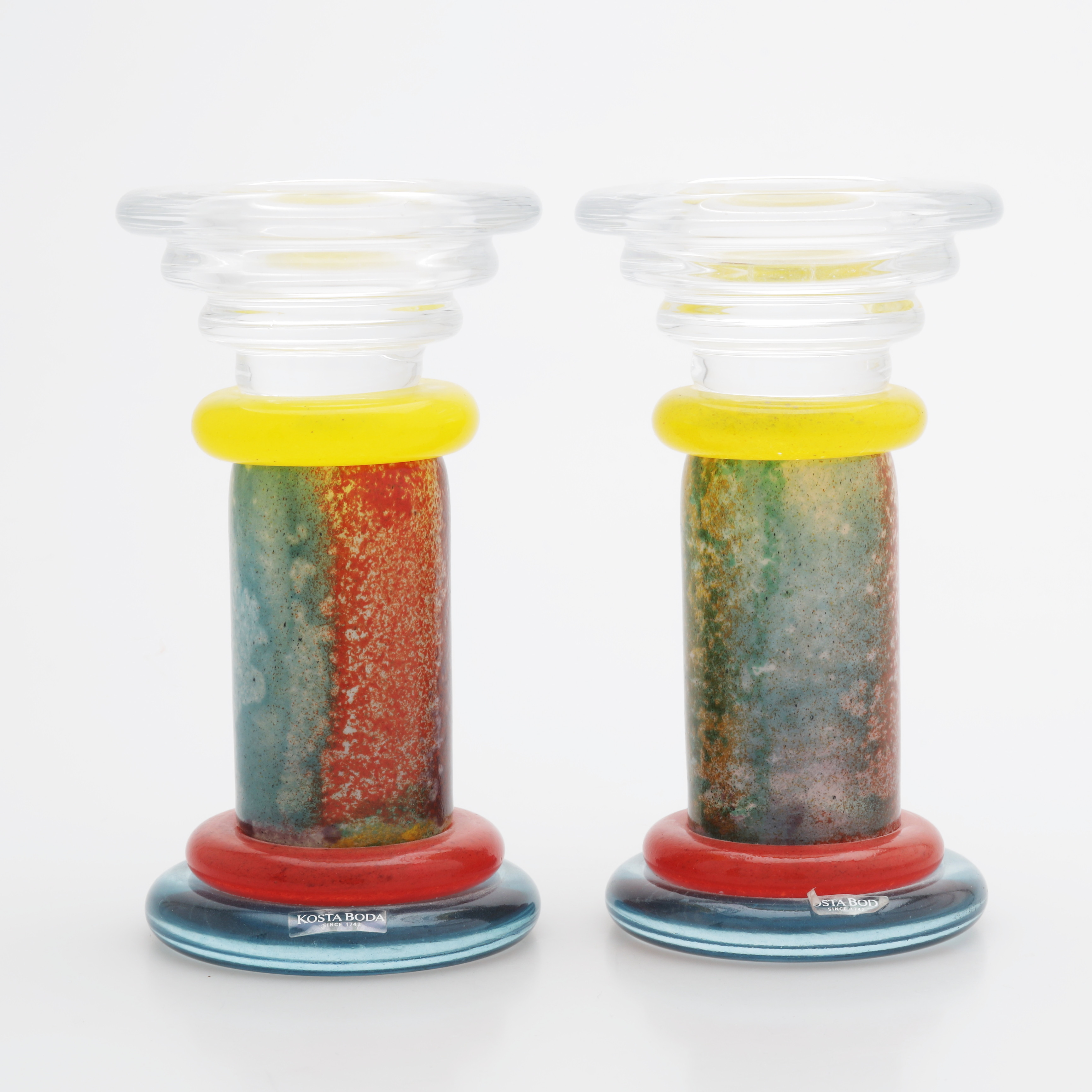 KJELL ENGMAN. Ljusstakar, ett par, "CanCan", Kosta Boda, signerade.