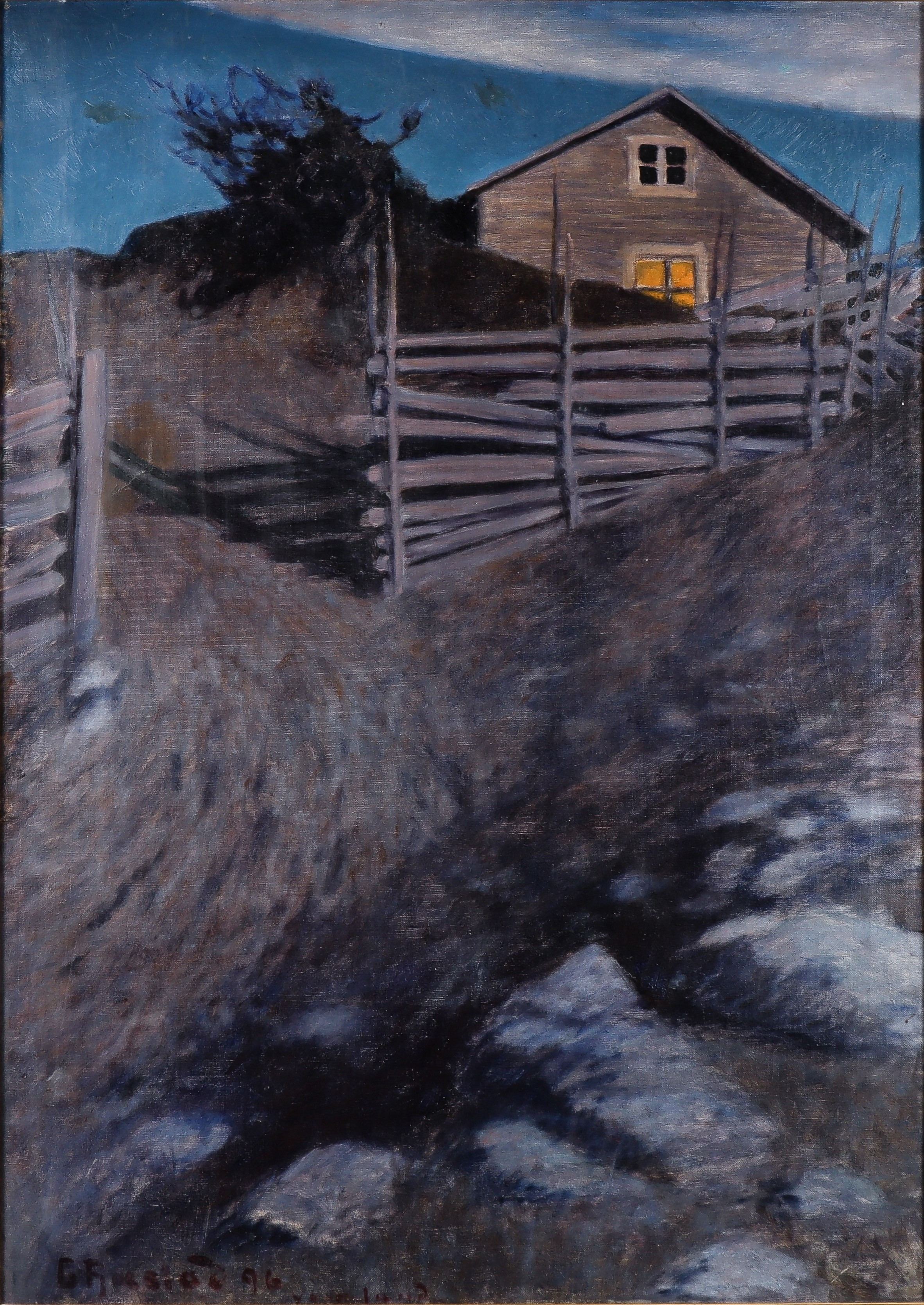 GUSTAF FJAESTAD. Månskensnatt, Värmland 1896.