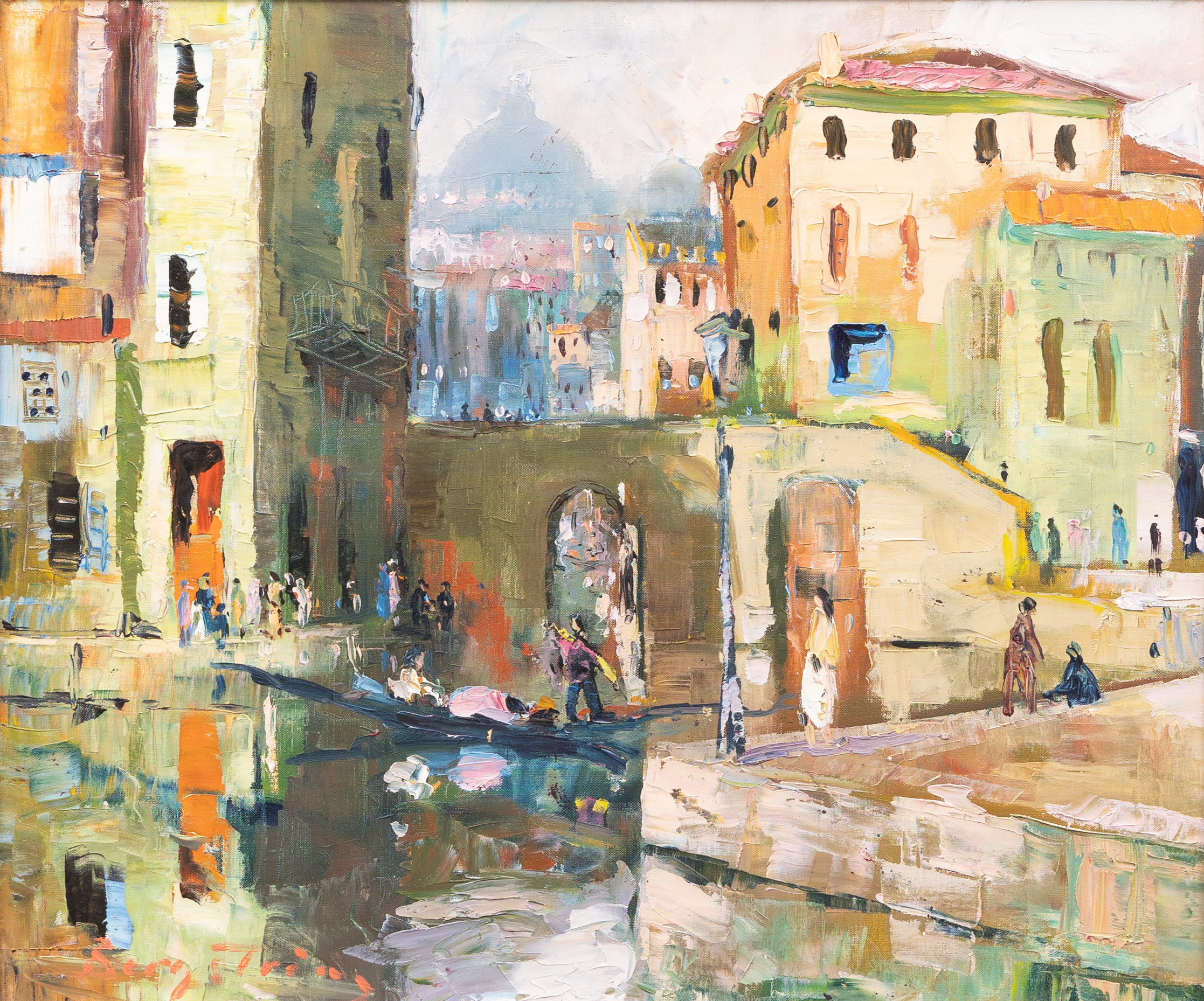 OIDENTIFIERAD KONSTNÄR. Motiv från Venedig, olja på duk, otydligt signerad.
