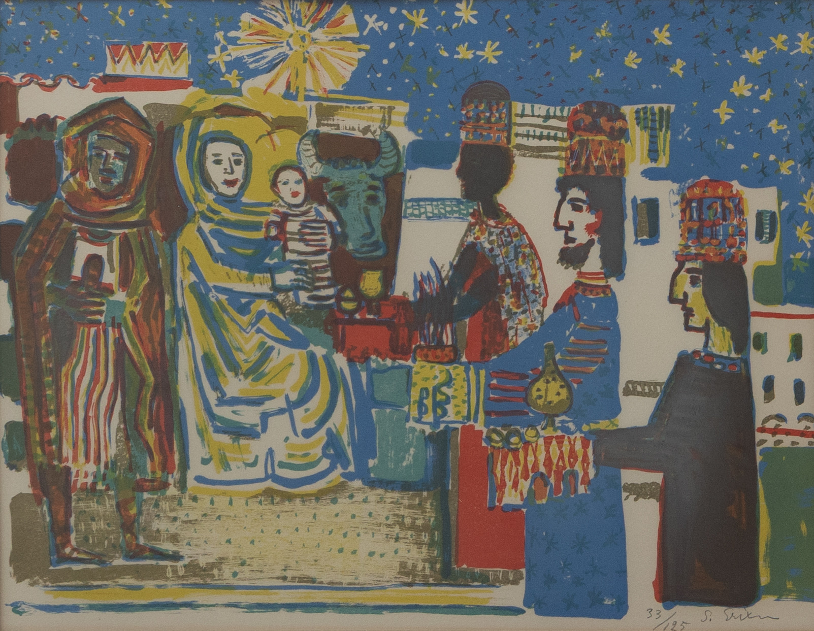 SVEN X:ET ERIXSON. Kungligt besök, litografi nr 33/125, signerad.