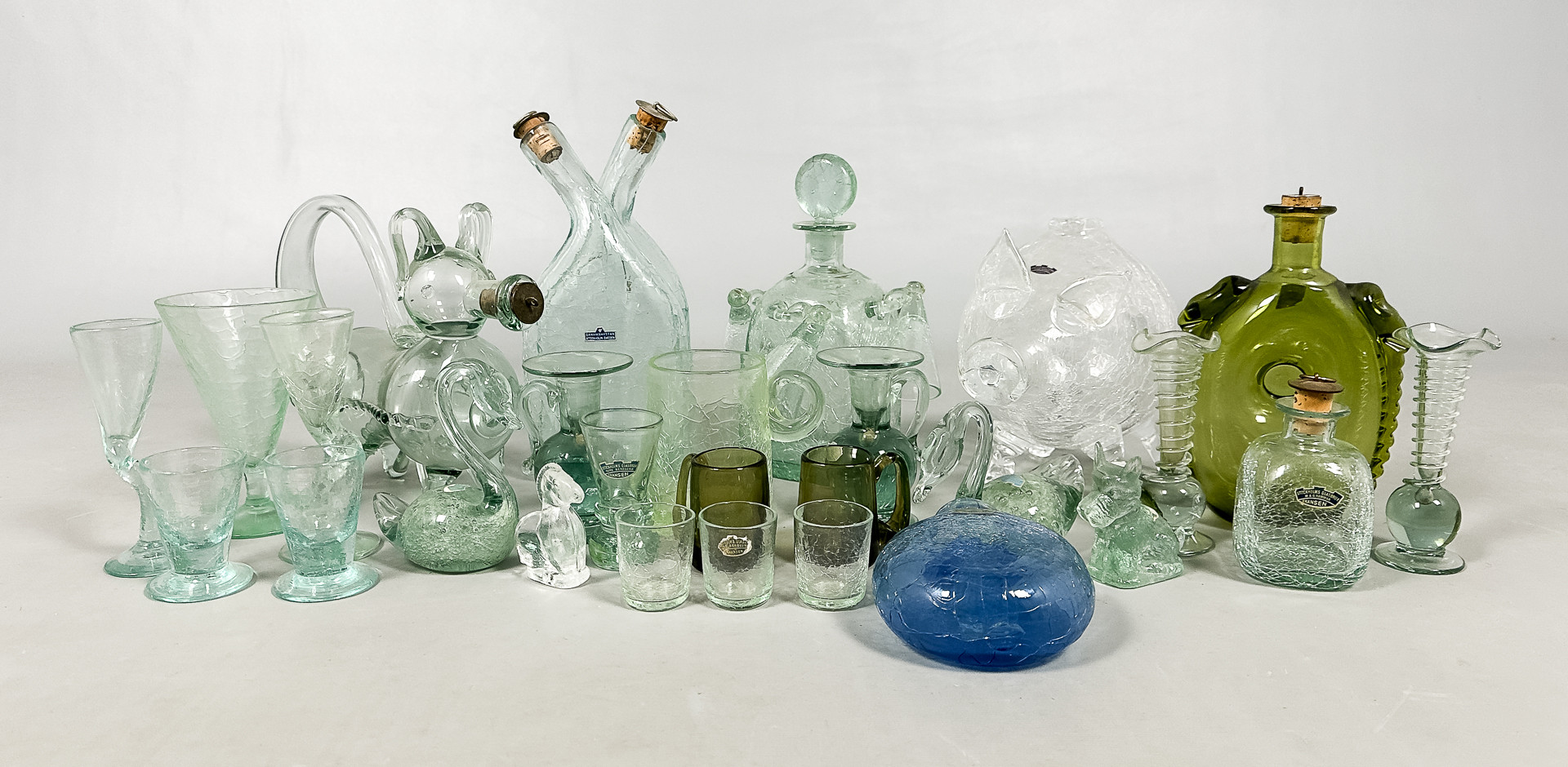 PARTI KURIOSA, glas, 27 delar, Stockholm Glasbruk, Skansen.