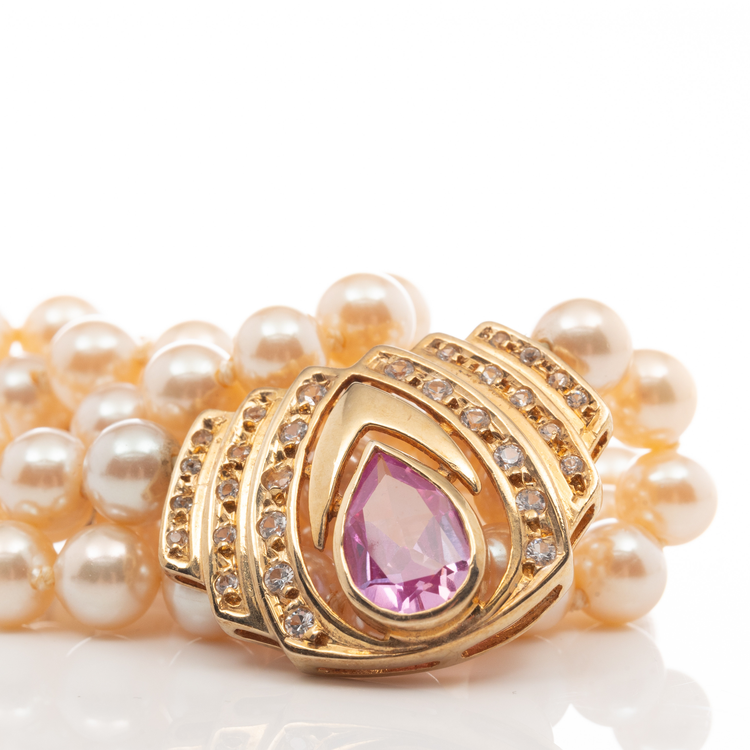 PÄRLCOLLIER, Förgyllt silver, Cubic zirkoner, 1980-tal.