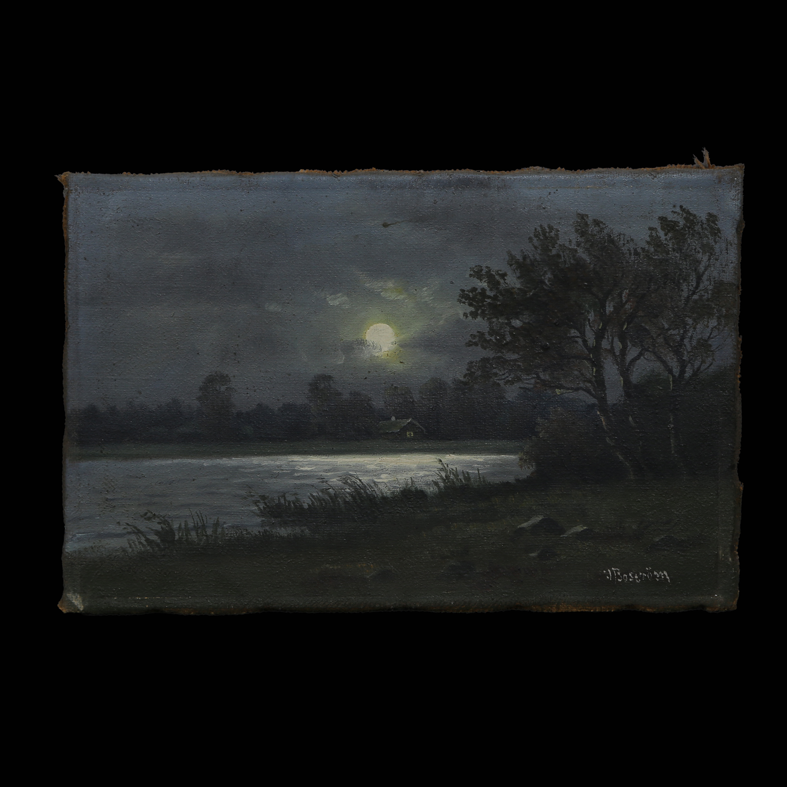 JOHAN BOSTRÖM "MOTIV FRÅN VÄSTERGÖTLAND" 1800/1900-TAL, OLJA PÅ DUK, SIGNERAD.