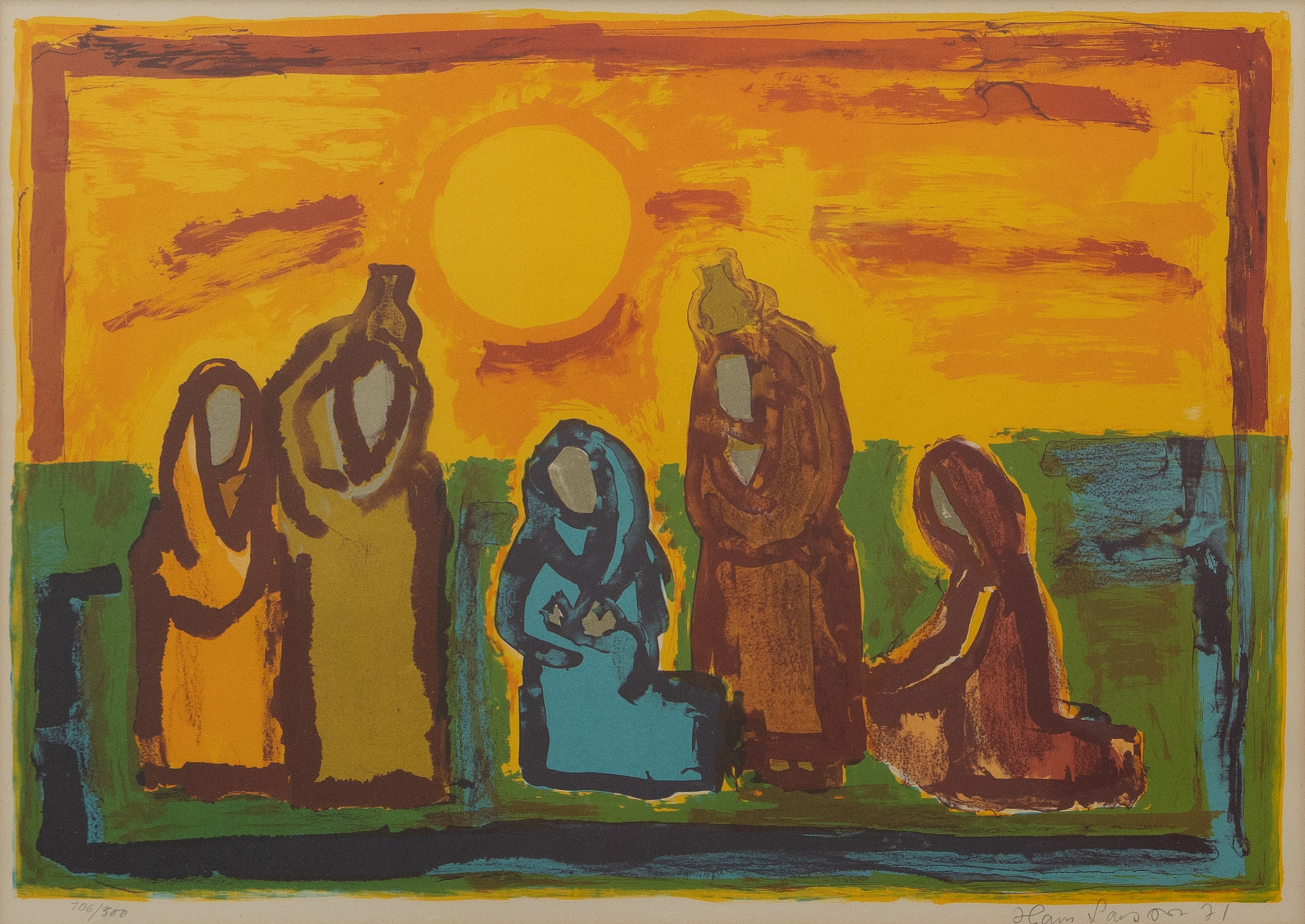 HANS LARSSON. Bibliskt motiv, litografi nr 106/500, signerad och daterad -71.