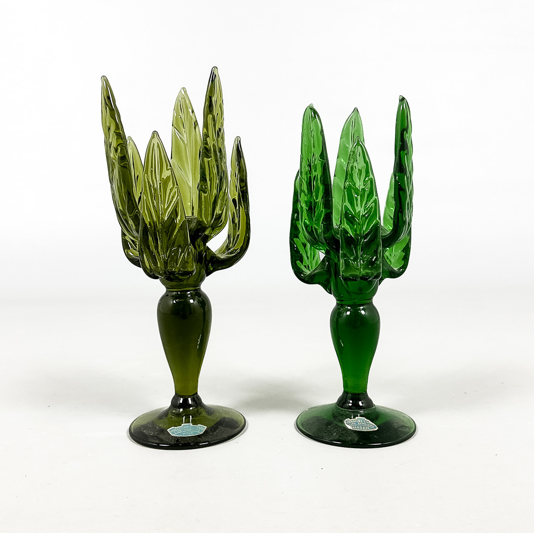 TURE BERGLUND. LJUSSTAKAR, 2 st, glas, Stockholm Glasbruk, Skansen.