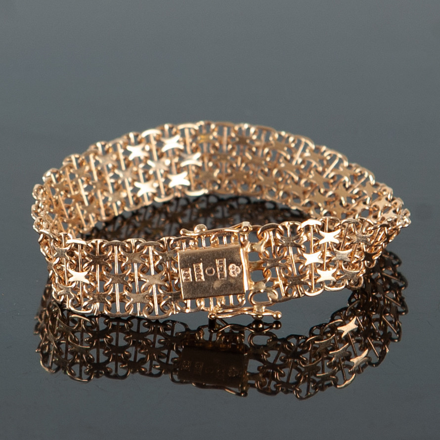 ARMBAND, x-länk 18k guld, 15,44 g.