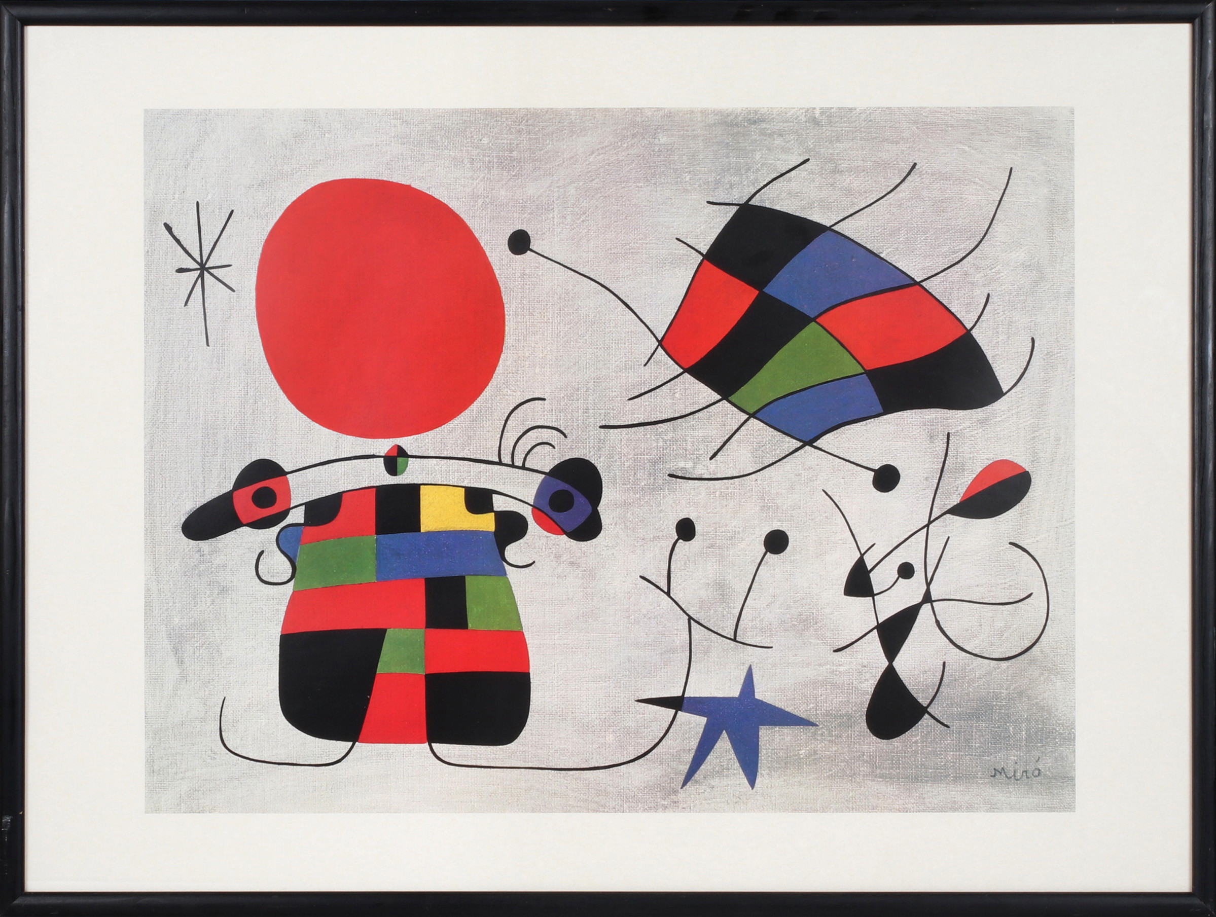 JOAN MIRÓ. Efter, "Le Sourire Aux Ailes Flamboyantes", tryck.