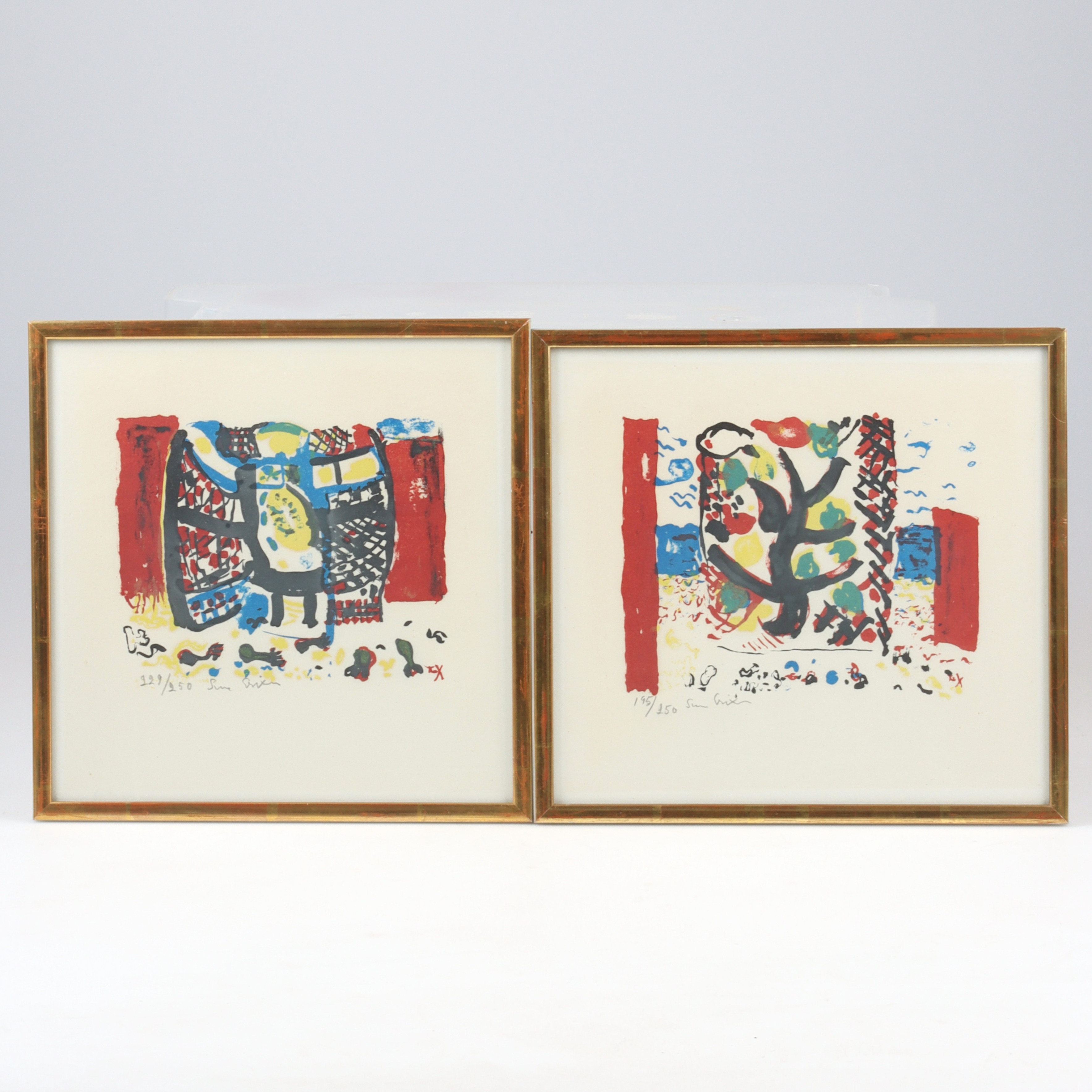 SVEN X:ET ERIXSON. Kompositioner, 2 st, litografier, signerade och numrerade 195/250 och 229/250.