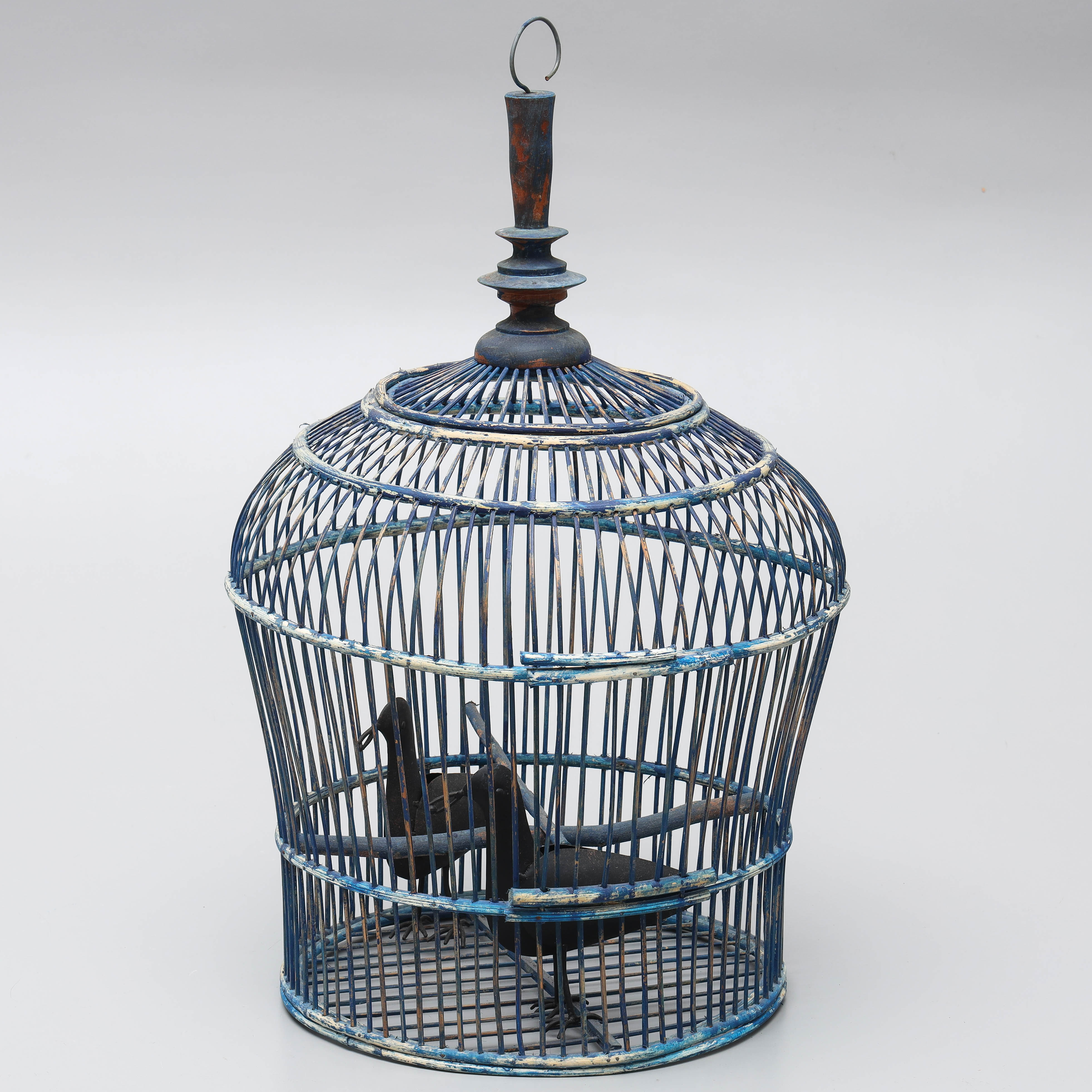 FÅGELBUR, med dekorativa fåglar, trä & metall.