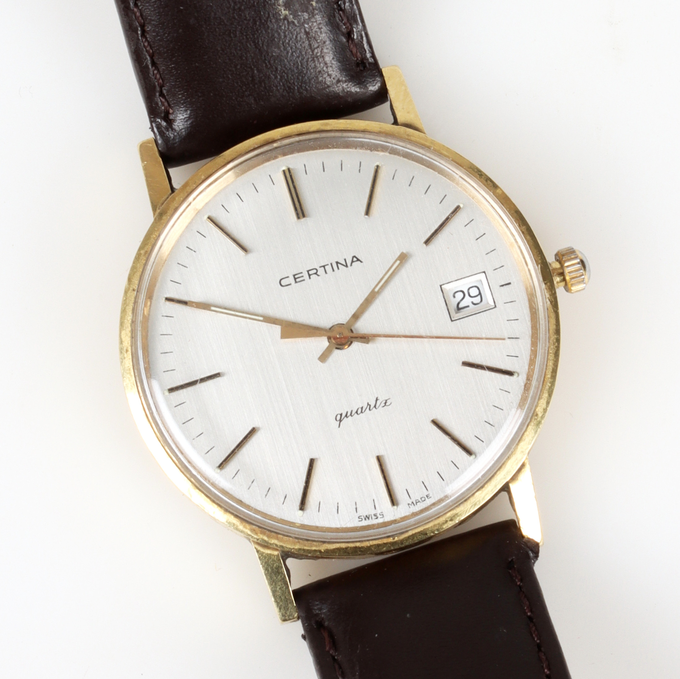 ARMBANDSUR, quartz, datum, boett i 18k guld, Certina.