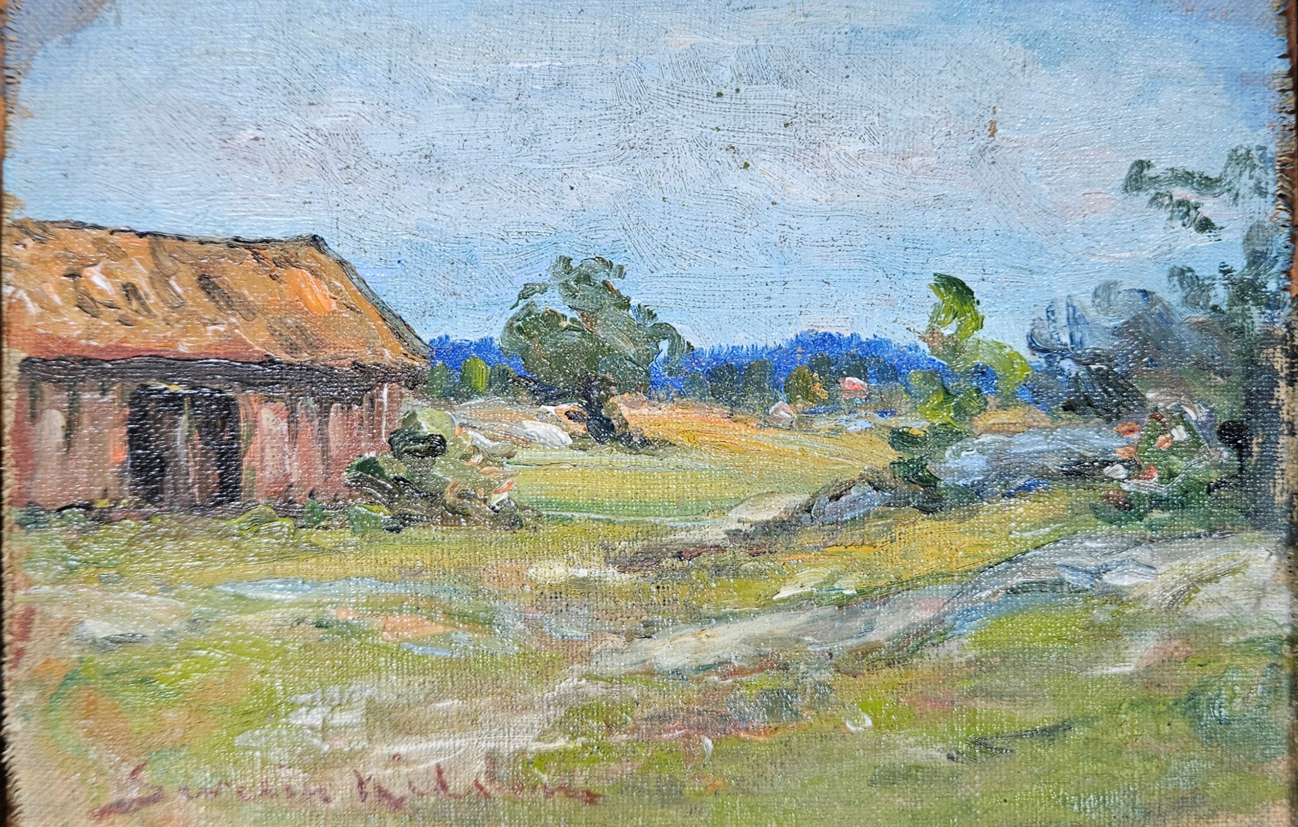 SEVERIN NILSON. Landskap. Olja på duk, uppklistrad på pannå, signerad Severin Nilson.