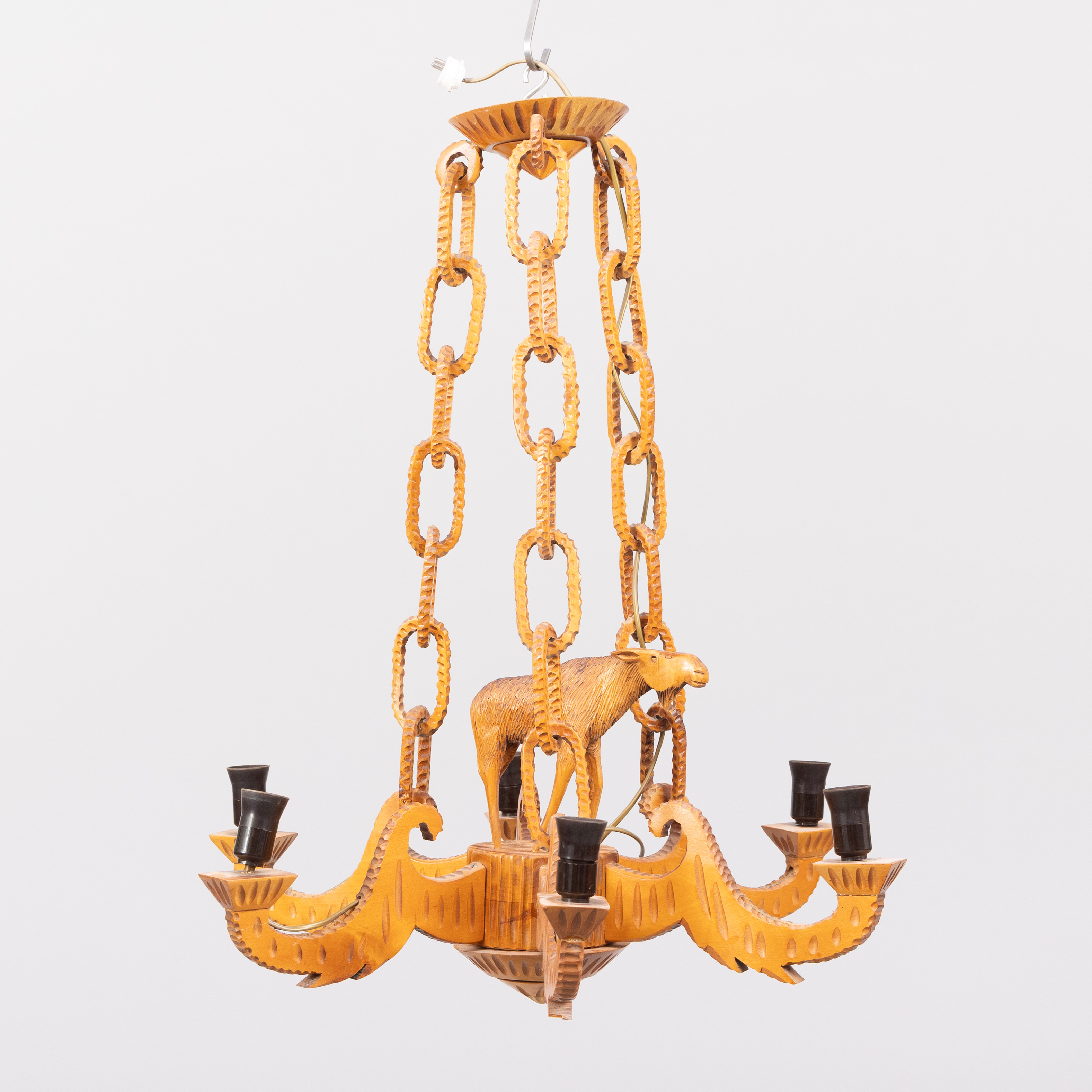 BERNHARD LJUNGGREN (1880-1959). Taklampa, björk, omkring 1900-talets mitt.