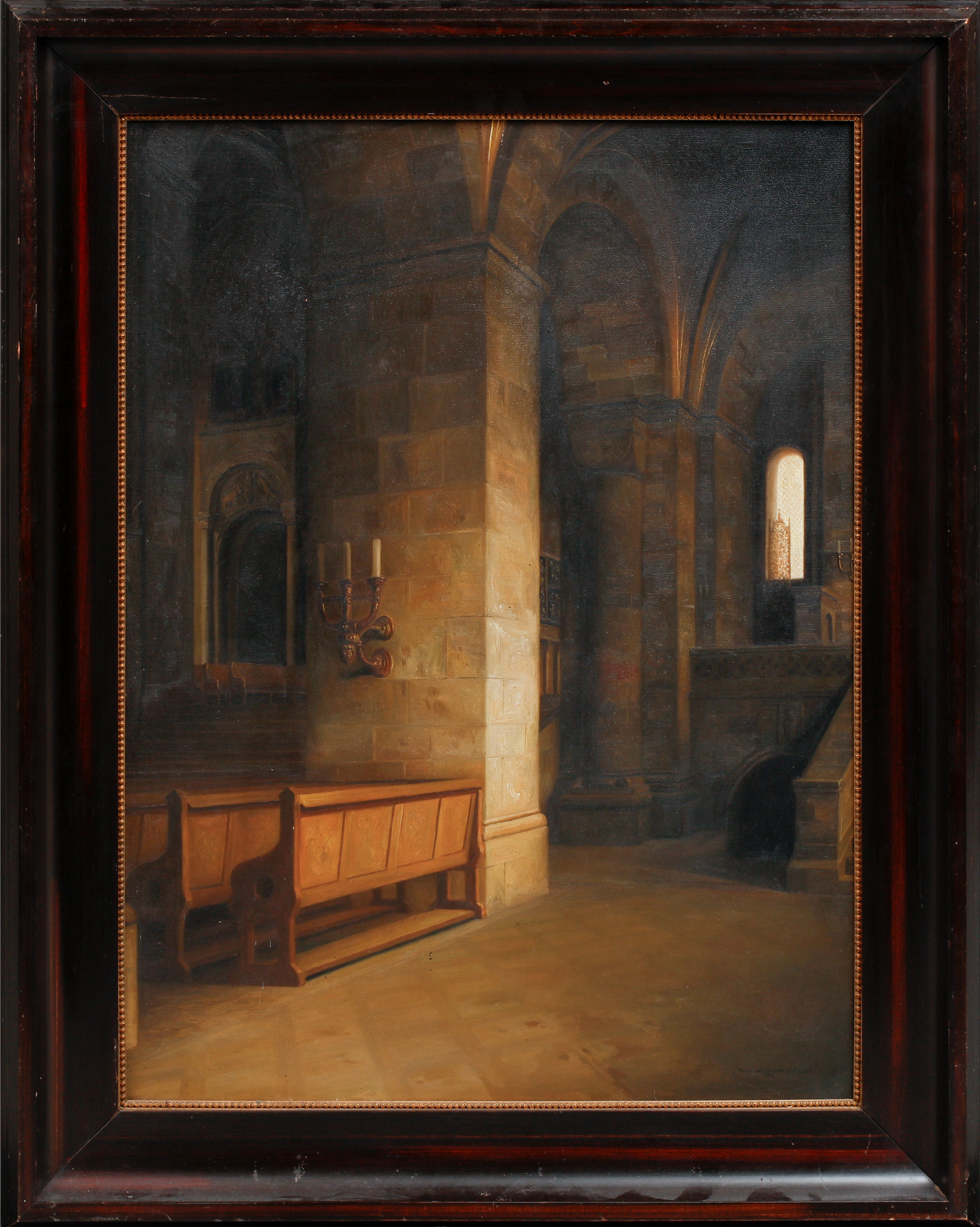 CHRISTIAN TILEMANN-PETERSEN. Interiör Lunds domkyrka, olja på duk, signerad och daterad 1915.