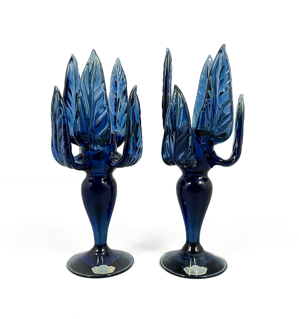 TURE BERGLIN. LJUSSTAKAR, ett par, glas, Stockholm Glasbruk, Skansen.