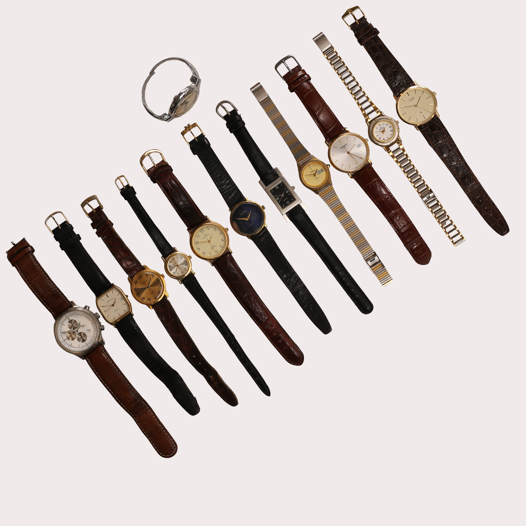 ARMBANDSUR, EN GRUPP, 12 st., mestadels quartz ur. omkring 1970-modern tid.