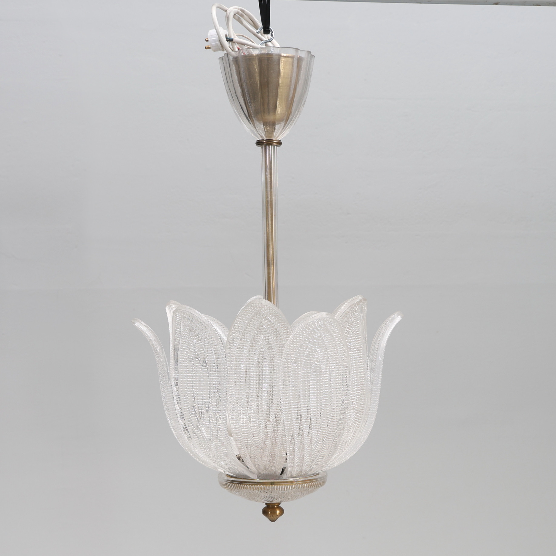 CARL FAGERLUND. TAKLAMPA, GLAS, MÄSSING, ORREFORS, 1940/1950-TAL.