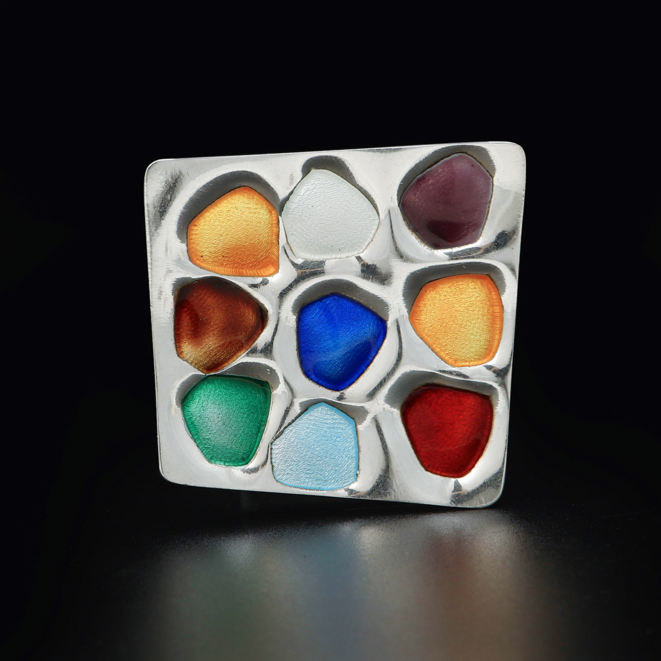 EINAR MODAHL. Brosch samt clips, silver, emalj, Norge, 1900-talets mitt.