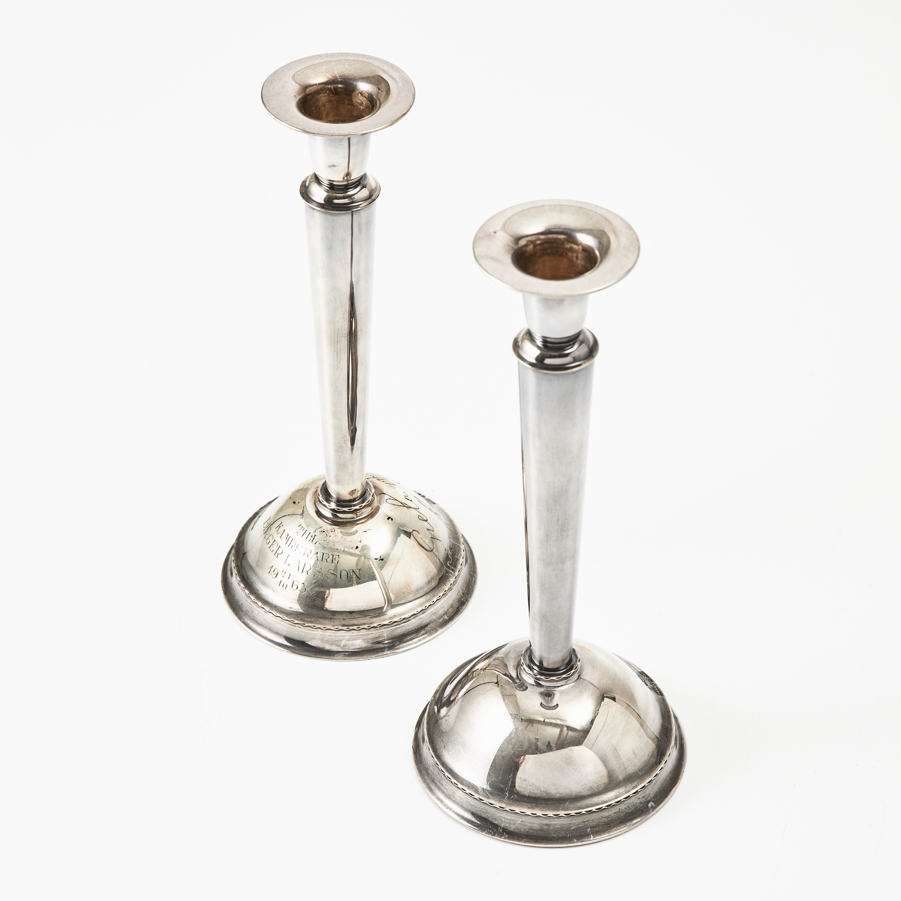 LJUSSTAKAR, 1 par, silver, TESI Göteborg 1961.