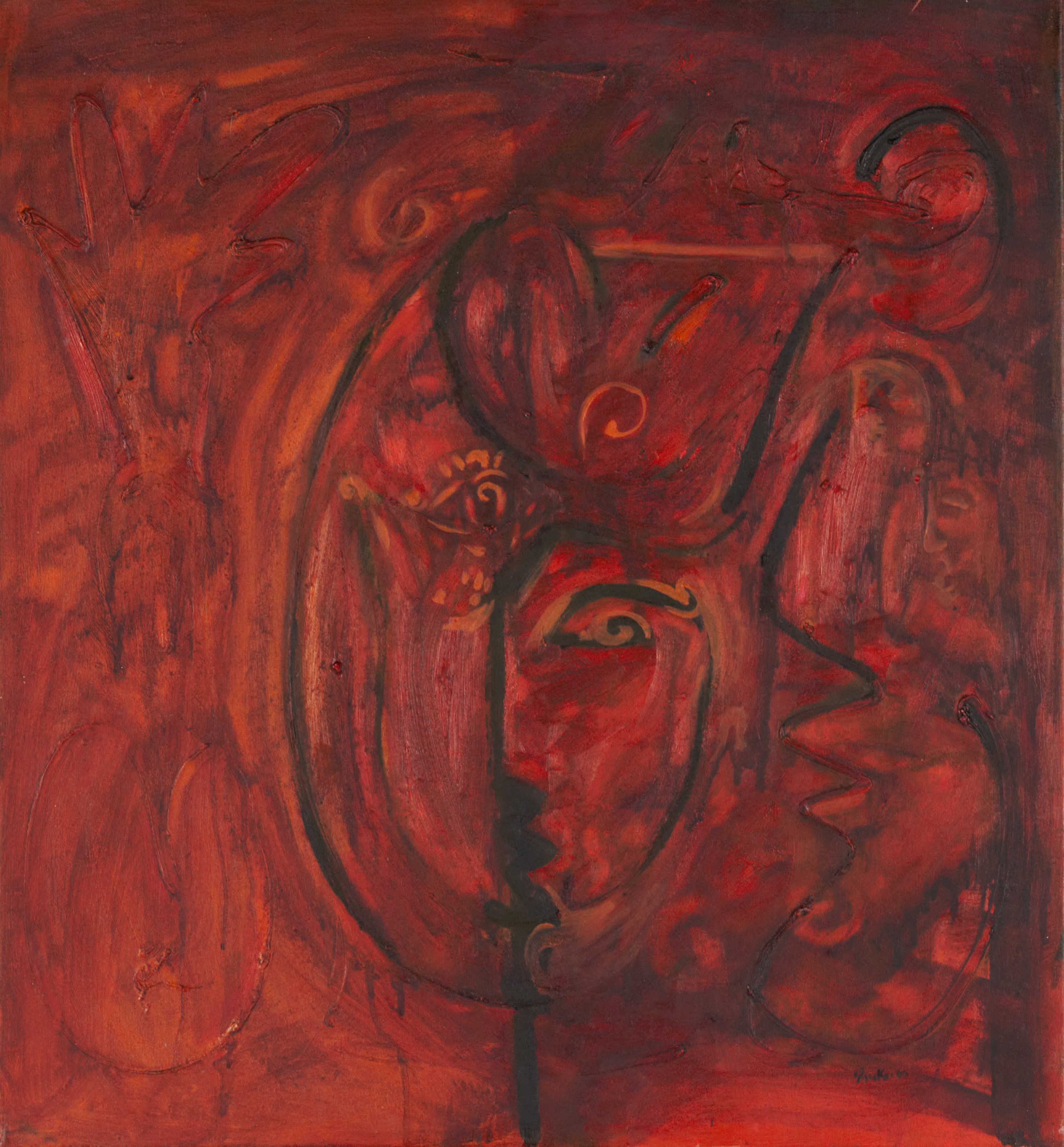 AHMAD SHUKRI ELIAS. Olja på duk, "Black Red", signerad, 2000.