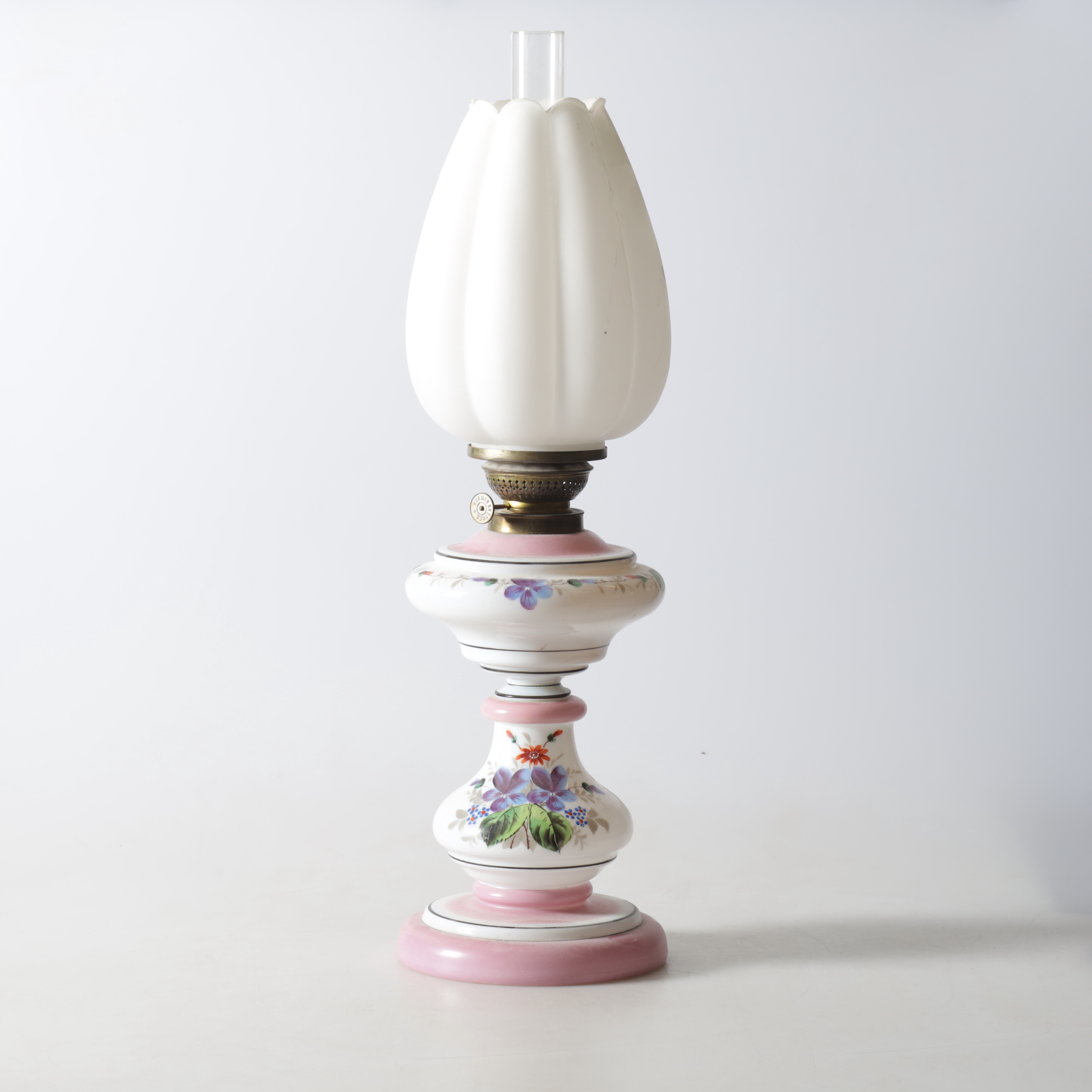 BORDSFOTOGENLAMPA, glas & mässing, 1900-talets början.