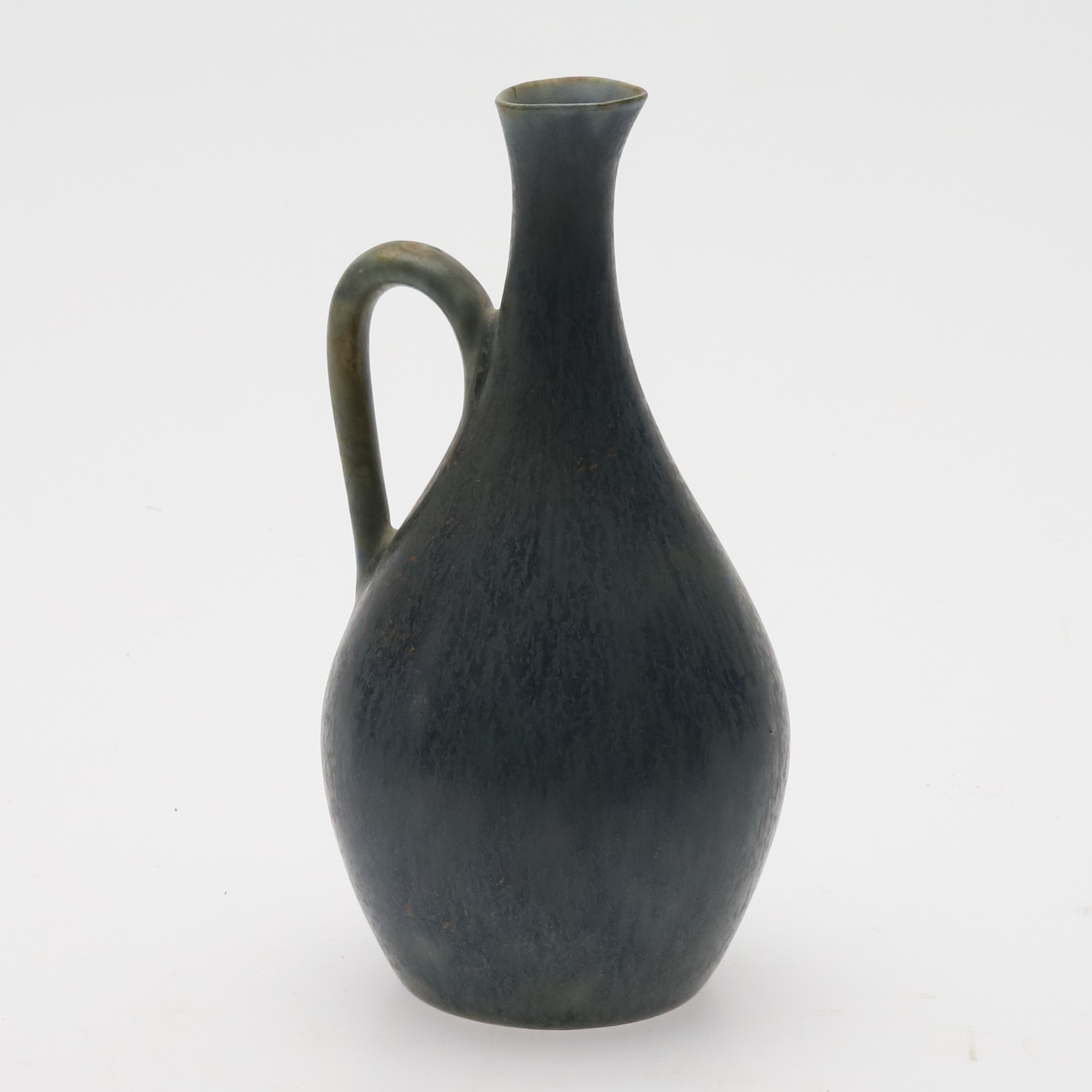 CARL-HARRY STÅLHANE. HÄNKELVAS, Stengods med harpälsglasyr i blå/gröna toner, modell SYR, 1900-talets mitt.