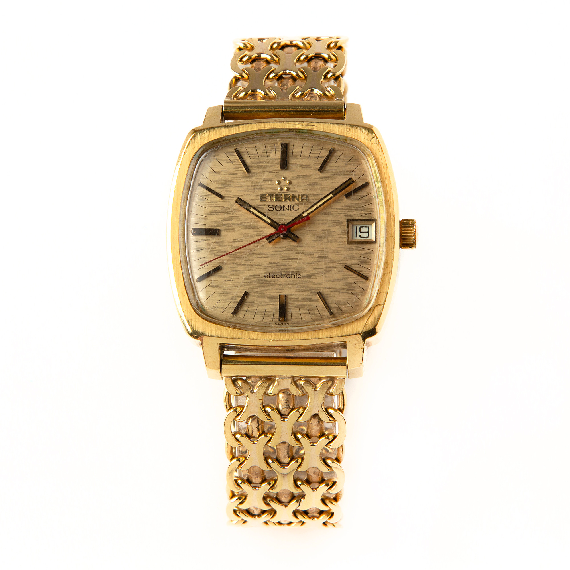 ETERNA, Sonic, armbandsur, 34 x 34 mm, 18K guld, ca 1970.