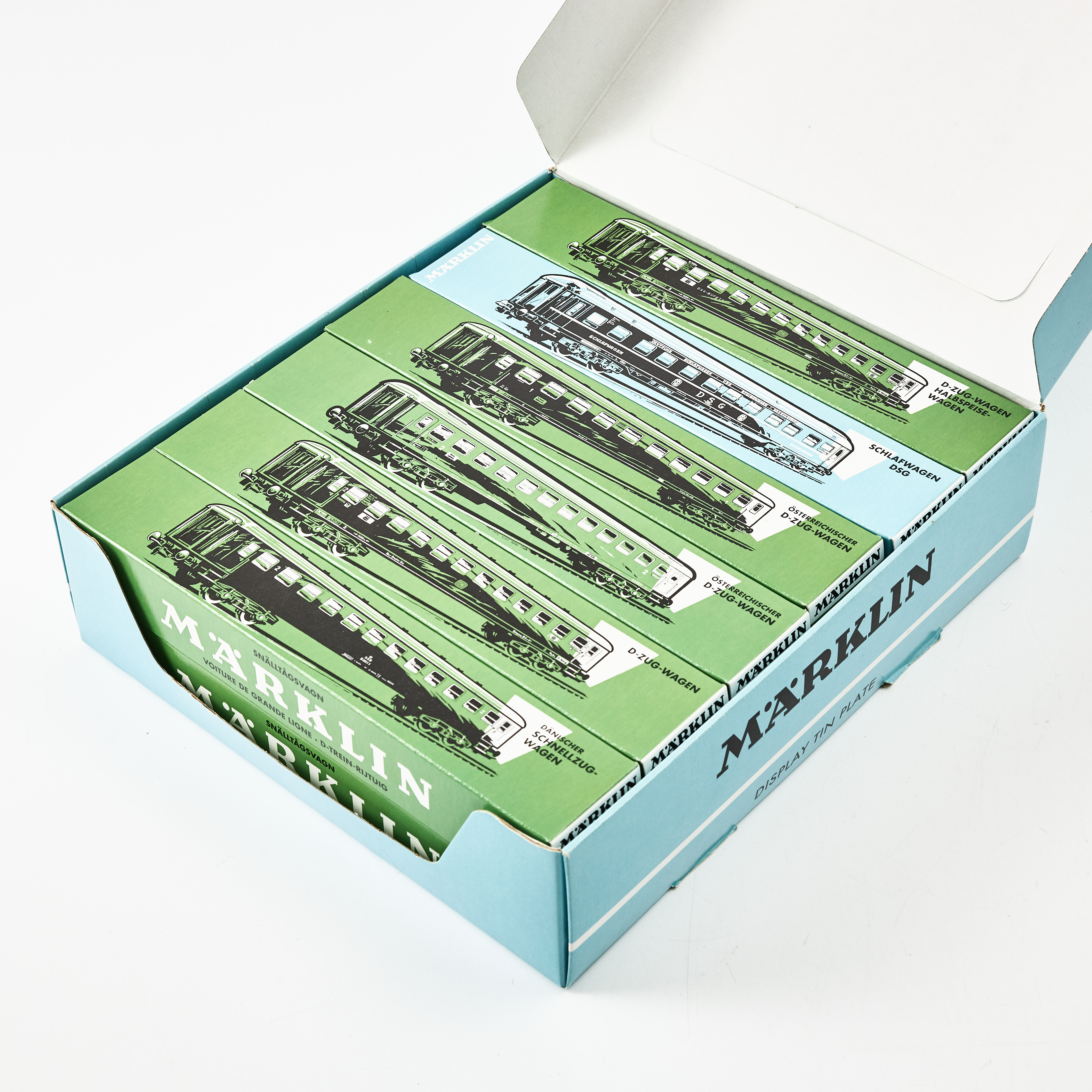 MÄRKLIN 00766 tin plate-display med 12 boggievagnar i metall, H0.