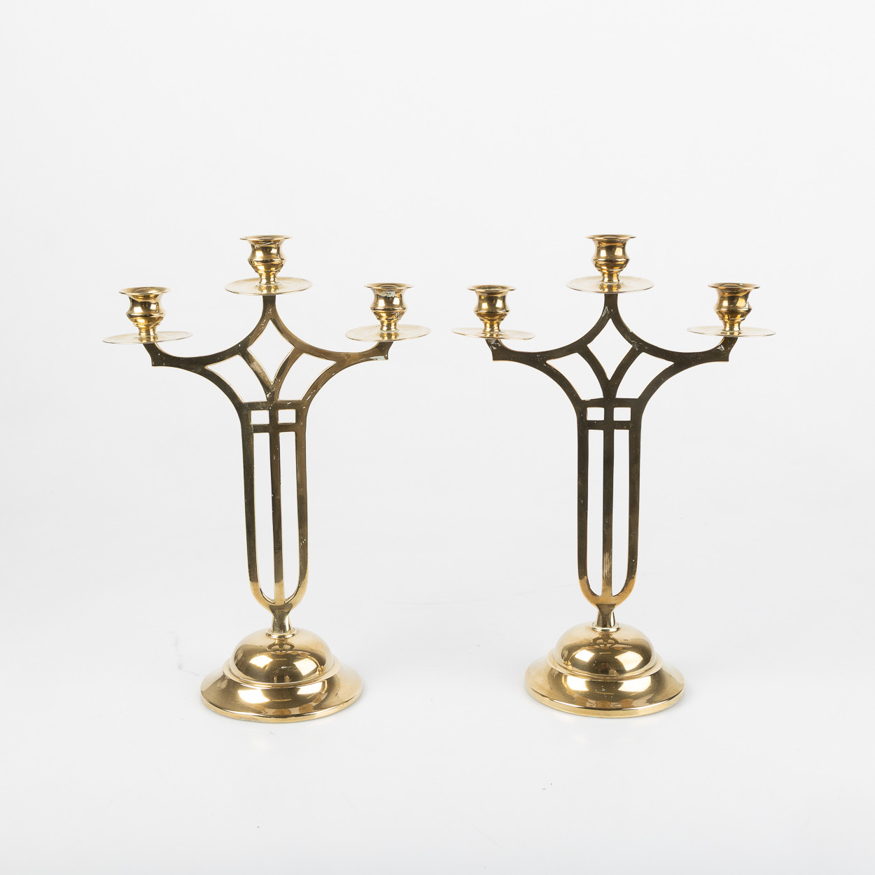 LJUSSTAKAR, ett par, mässing, jugend, 1900-tal.