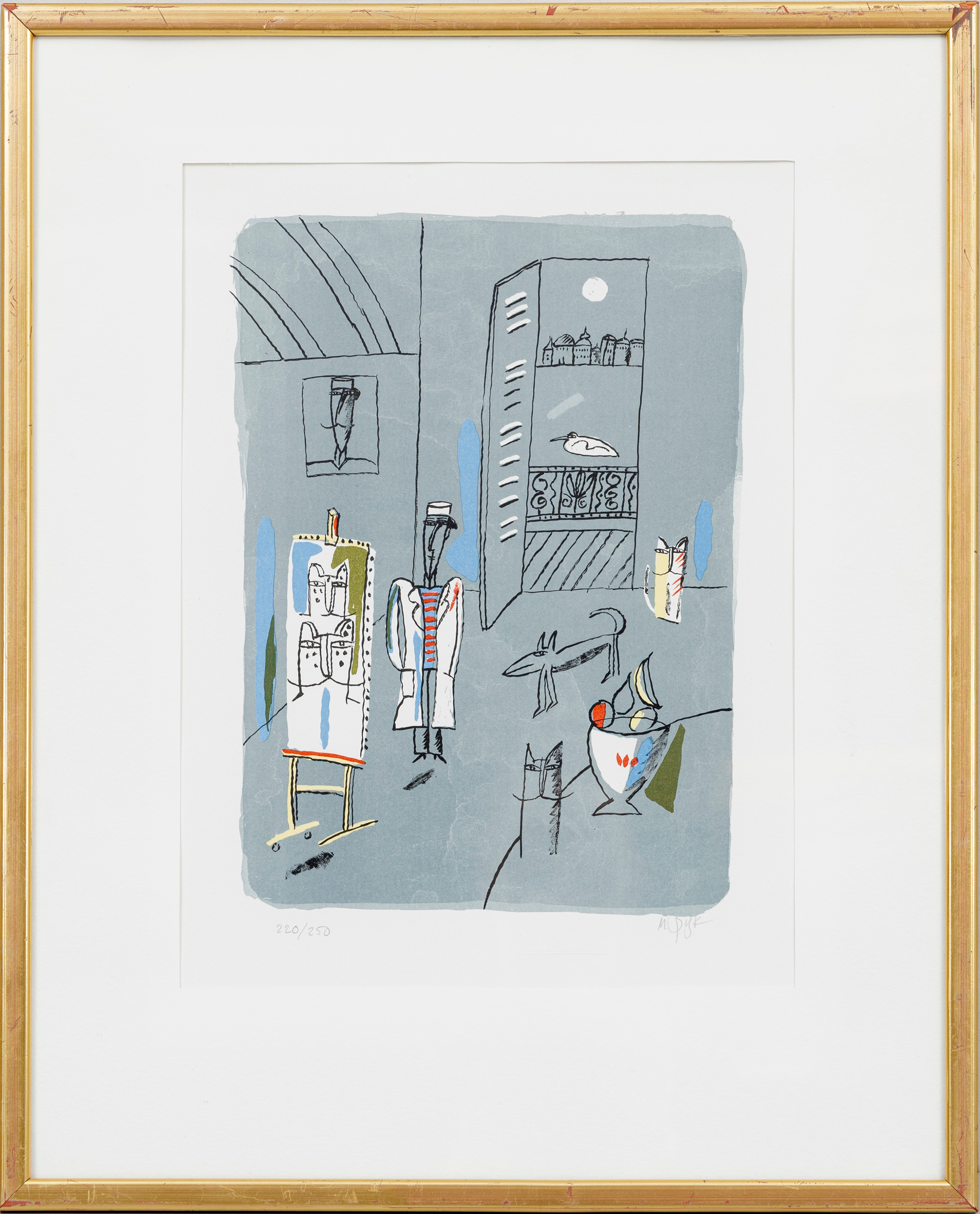 MADELEINE PYK. Ateljémotiv, färglitografi, signerad, numrerad 220/250.