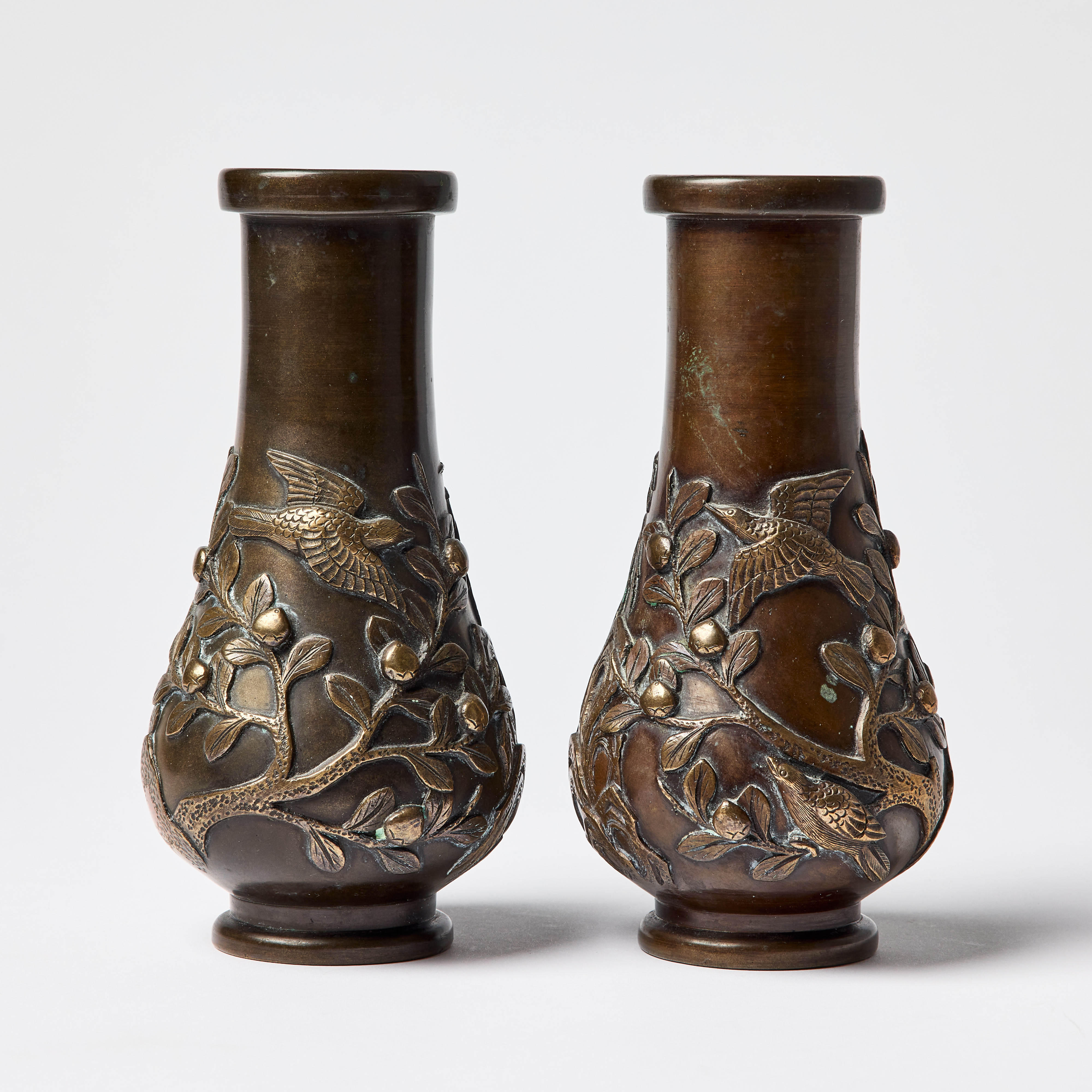 A Pair of Japanese Bronze Vases.