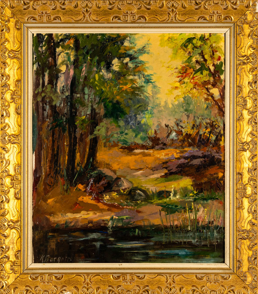 KARIN BORGSTRÖM. Signerad, motiv "skogslandskap".