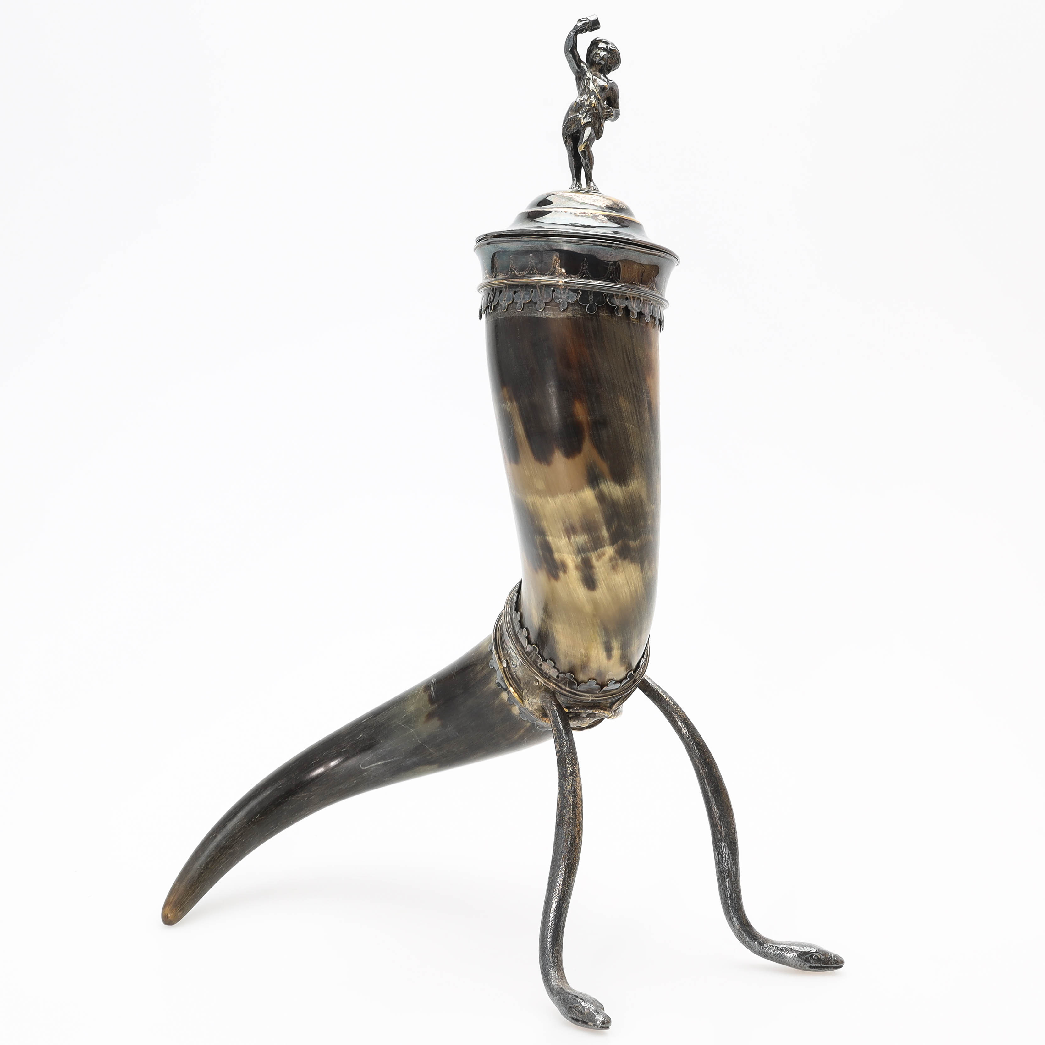 DRYCKESHORN, horn & nysilver, 1900-tal.