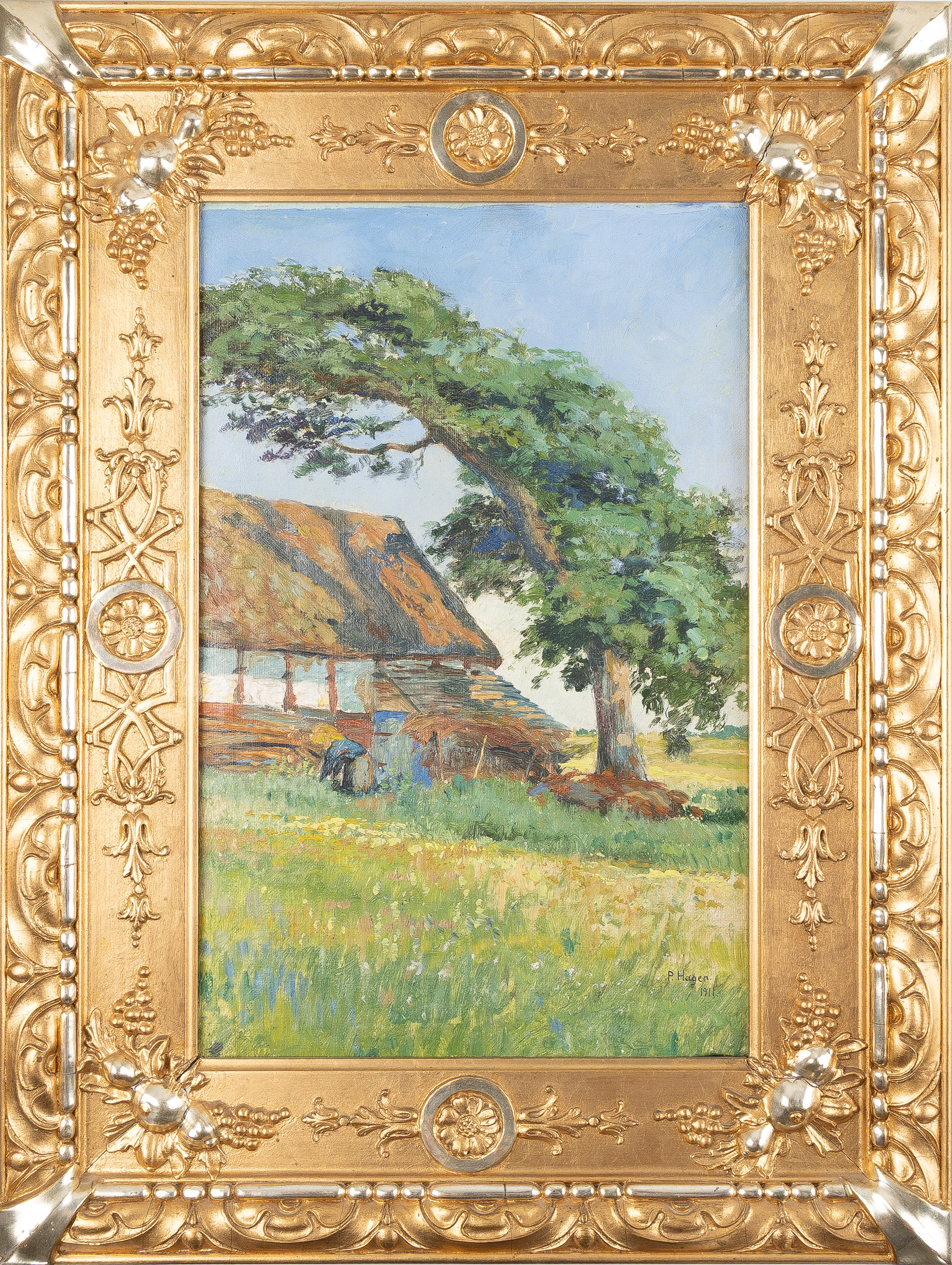 PAUL H. HAGEN. Motiv från Båstads trakten, olja på duk, signerad P Hagen 1911.