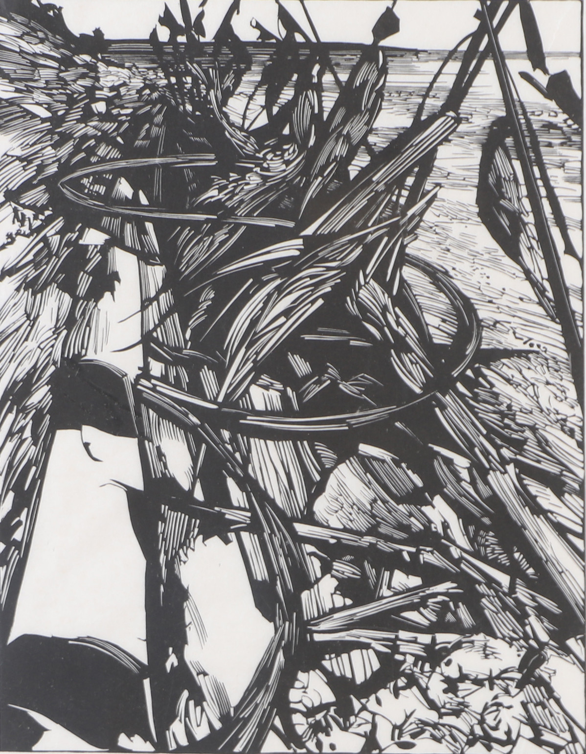 INGEMAR PETTERSSON. Komposition, träsnitt, signerad.