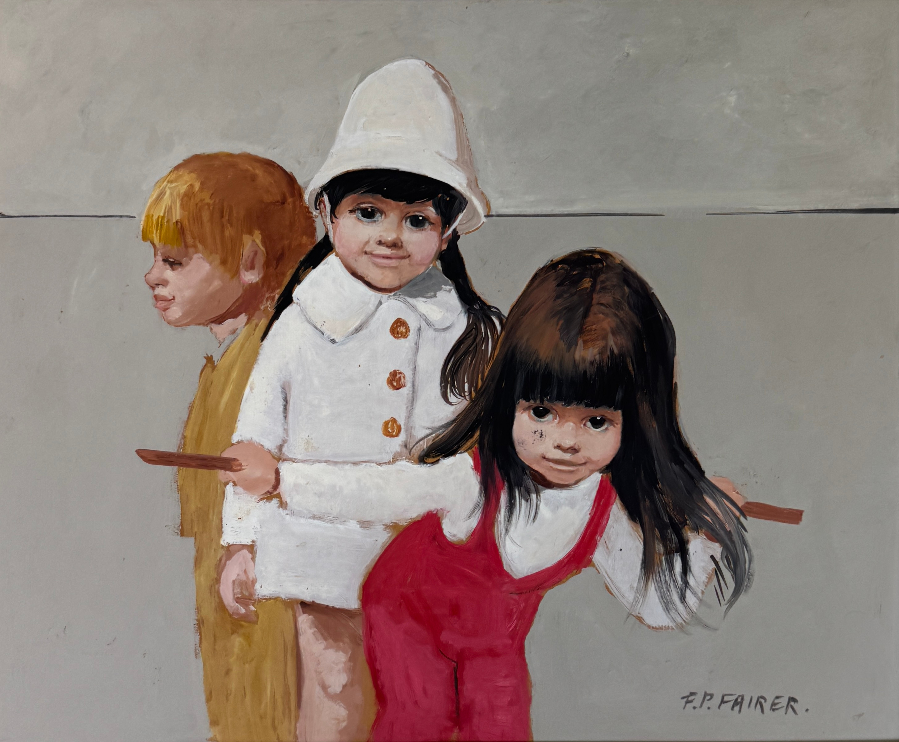 FREDERICK PARK FAIRER. Flickor. Olja på pannå, signerad F.P. Fairer.