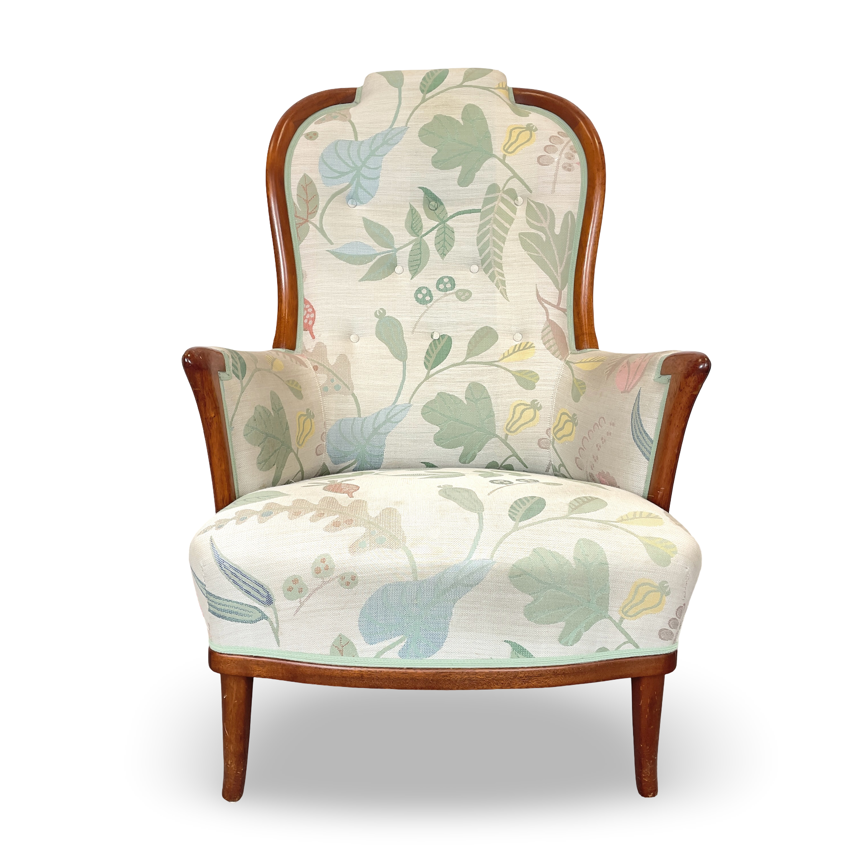 CARL MALMSTEN, "Vår fru", fåtölj, O.H Sjögren, formgiven 1961.