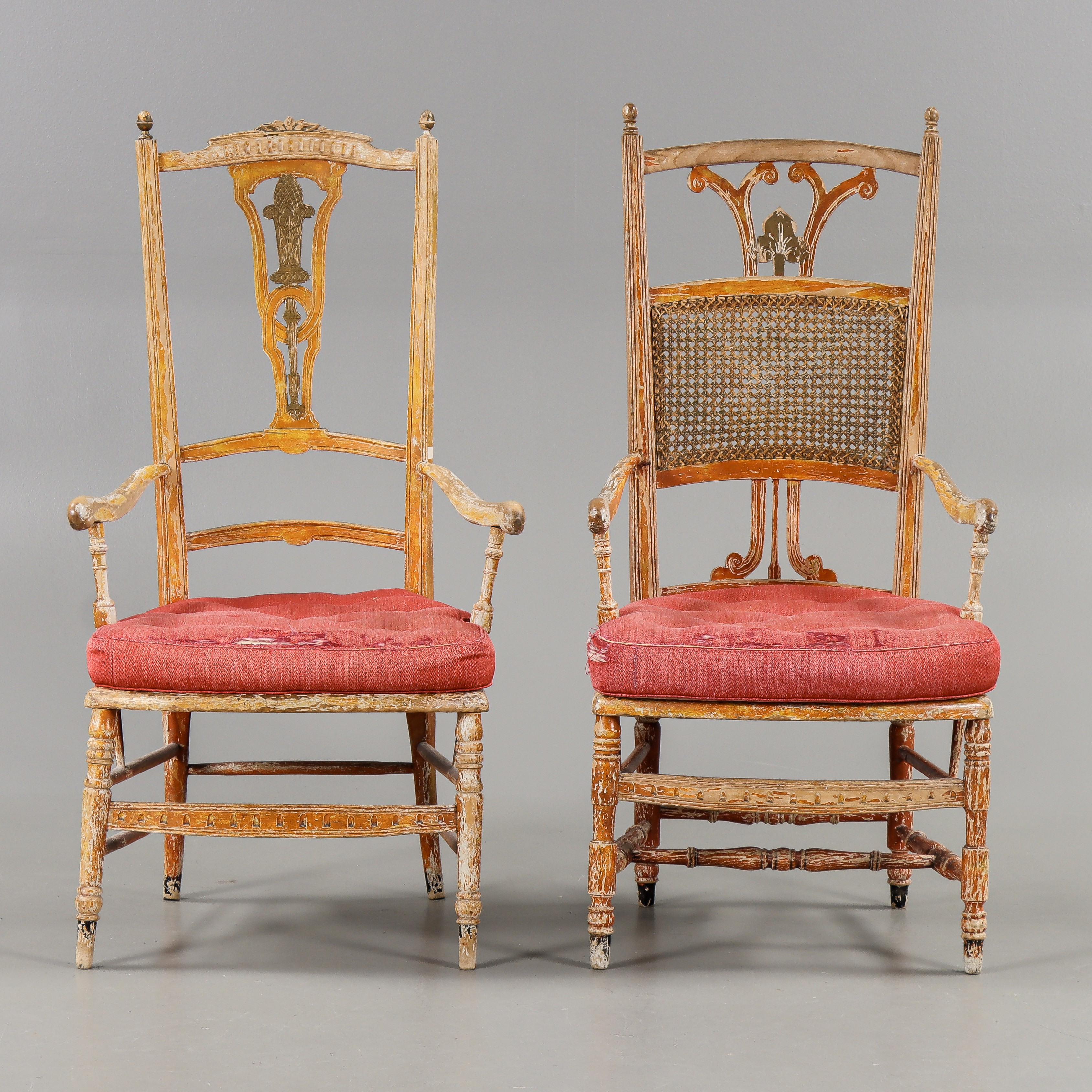 KARMSTOLAR, 2 stycken, snarlika, Louis XVI-stil, 1800/1900-tal, Italien.